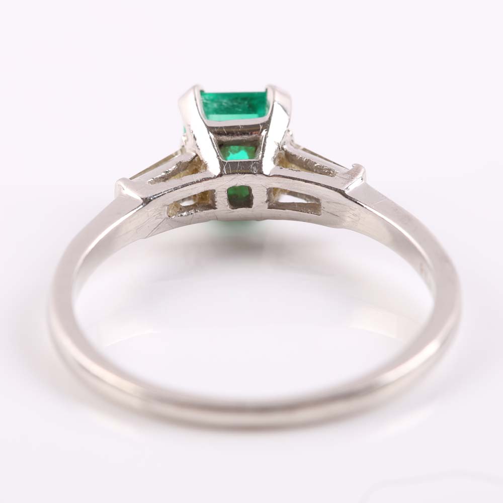 Platinum Emerald and Diamond Ring