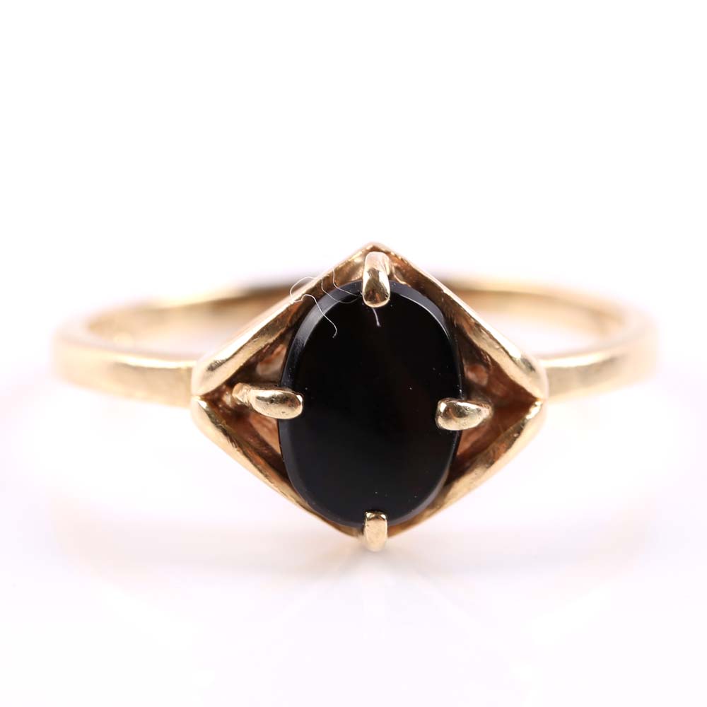 14K Yellow Gold Black Onyx Ring