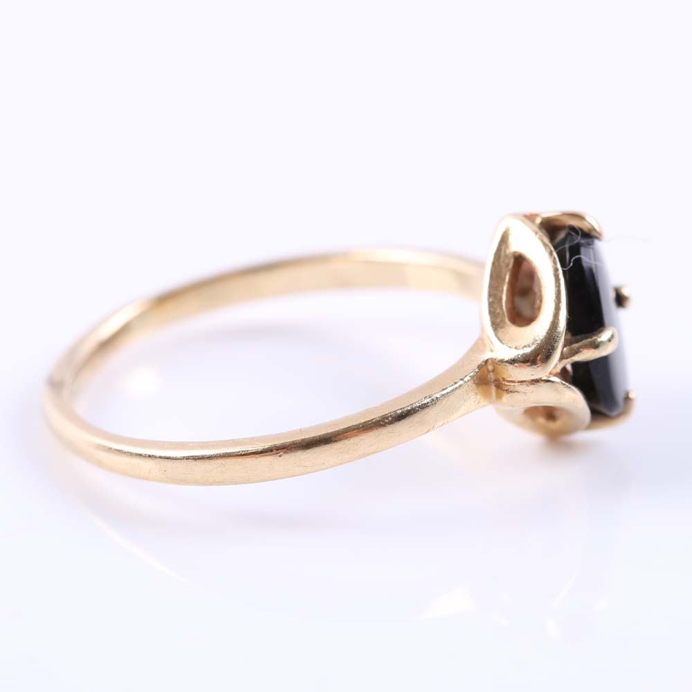 14K Yellow Gold Black Onyx Ring