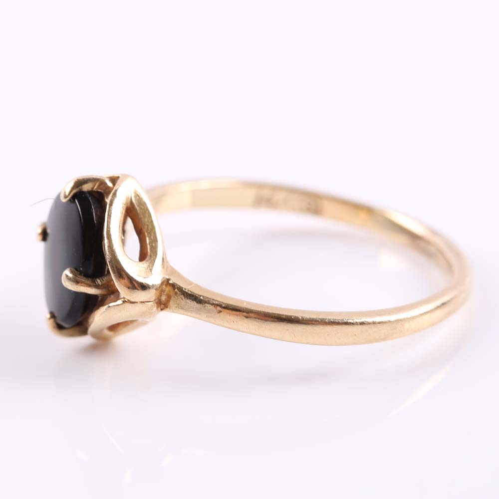 14K Yellow Gold Black Onyx Ring