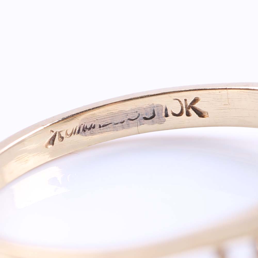 10K Yellow Gold Garnet and Cubic Zirconia Ring