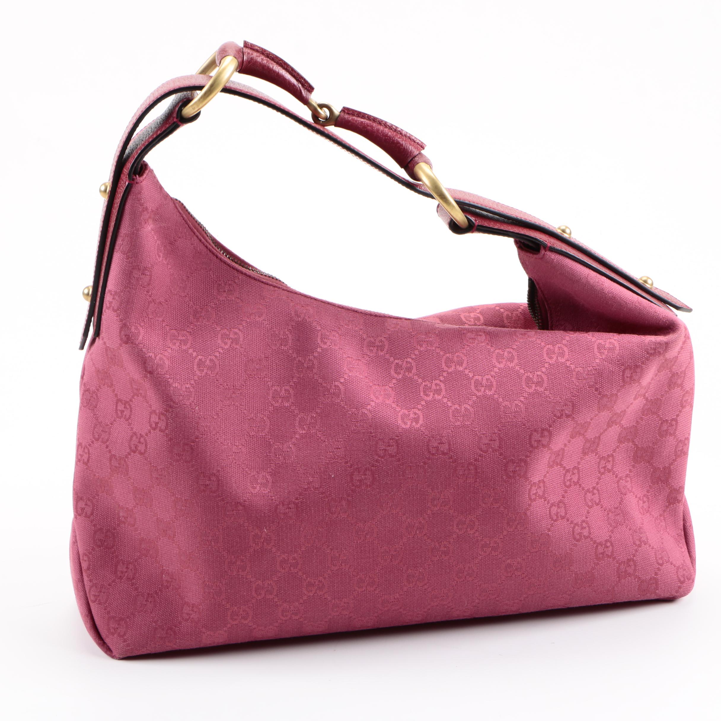 Gucci Monogram Horsebit Chain Hobo Bag