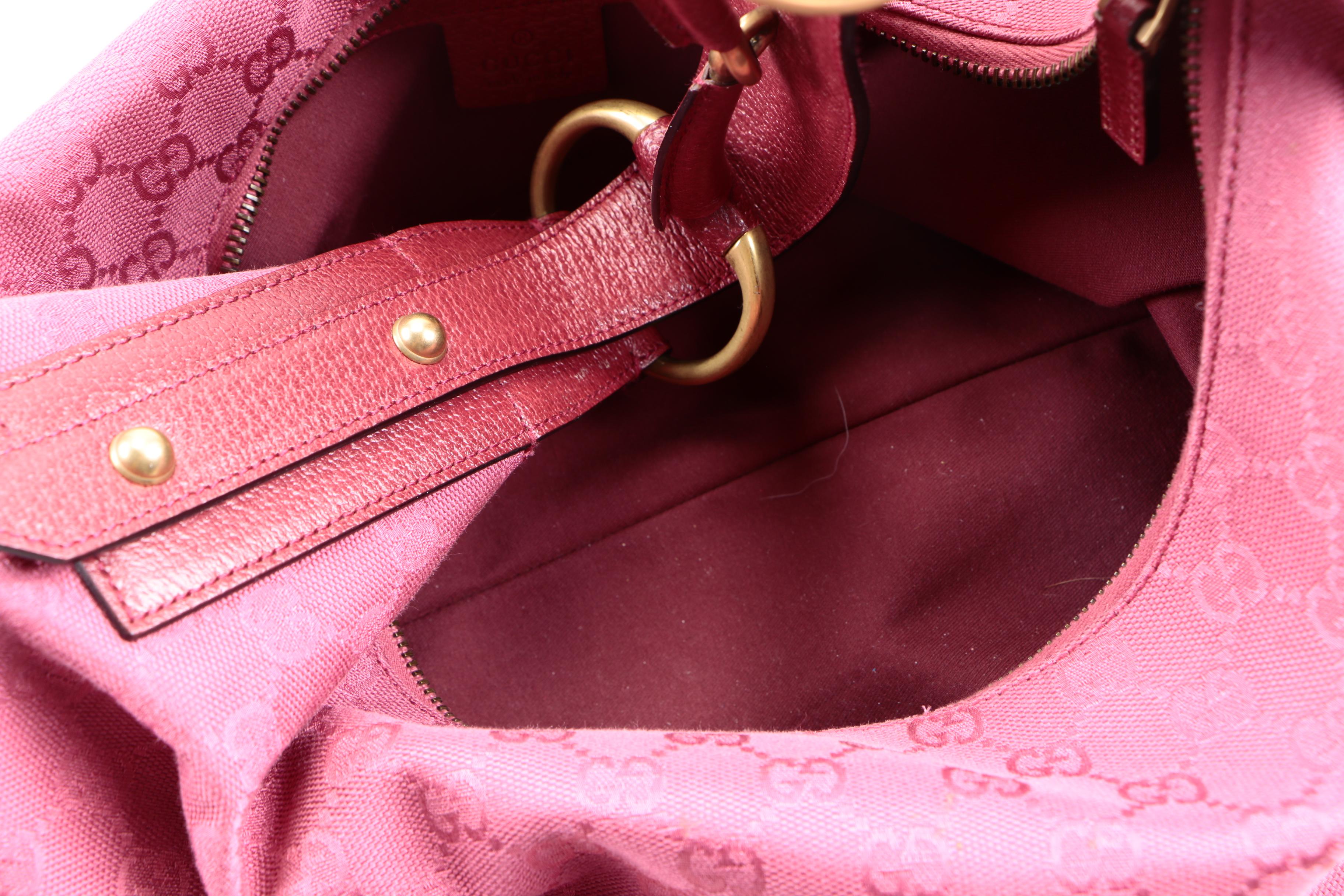 Gucci Monogram Horsebit Chain Hobo Bag