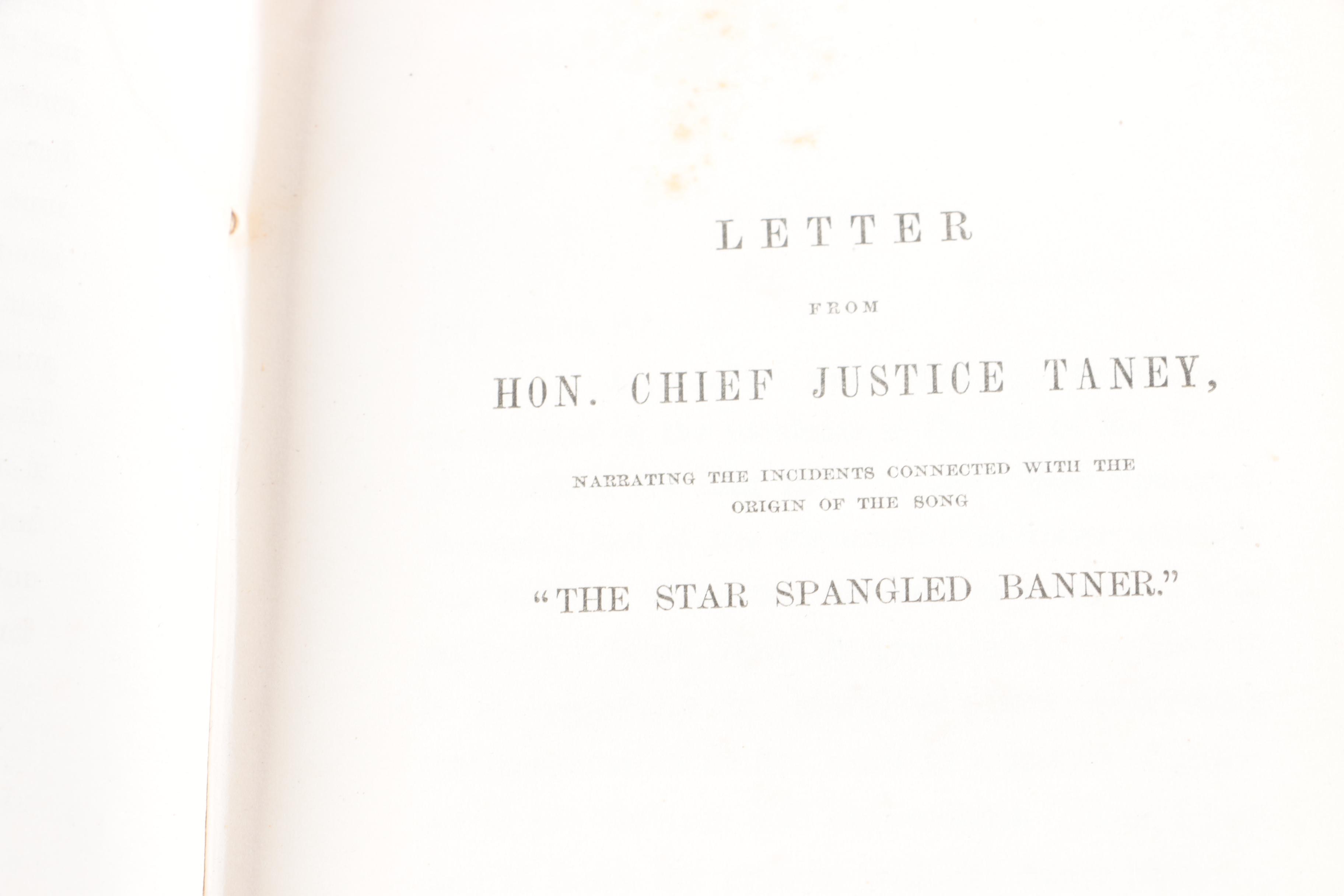 1857 "Poems of the Late Francis S. Key, Esq." Introduced by Chief Justice Taney