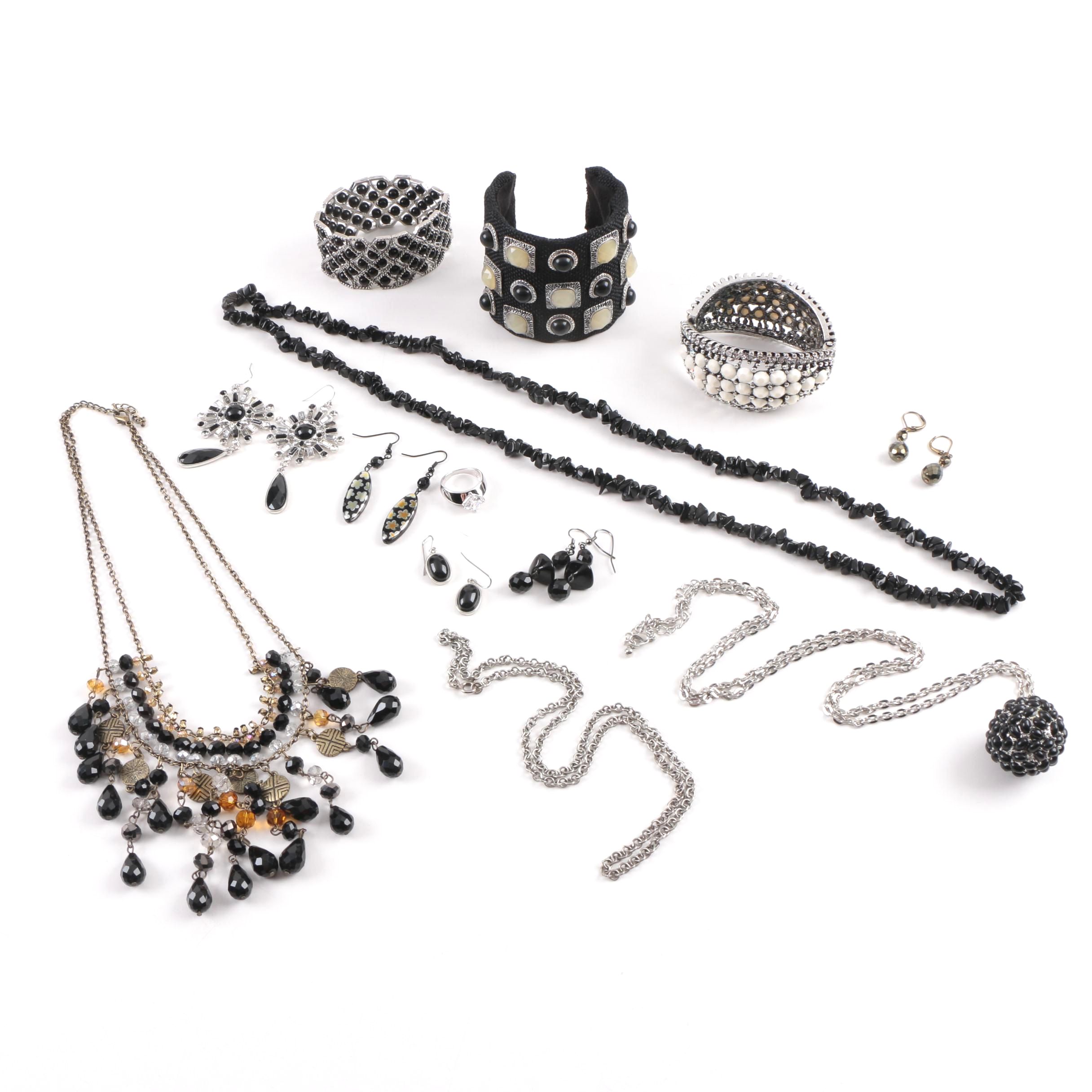 Black, Silver and Gold Tone Jewelry