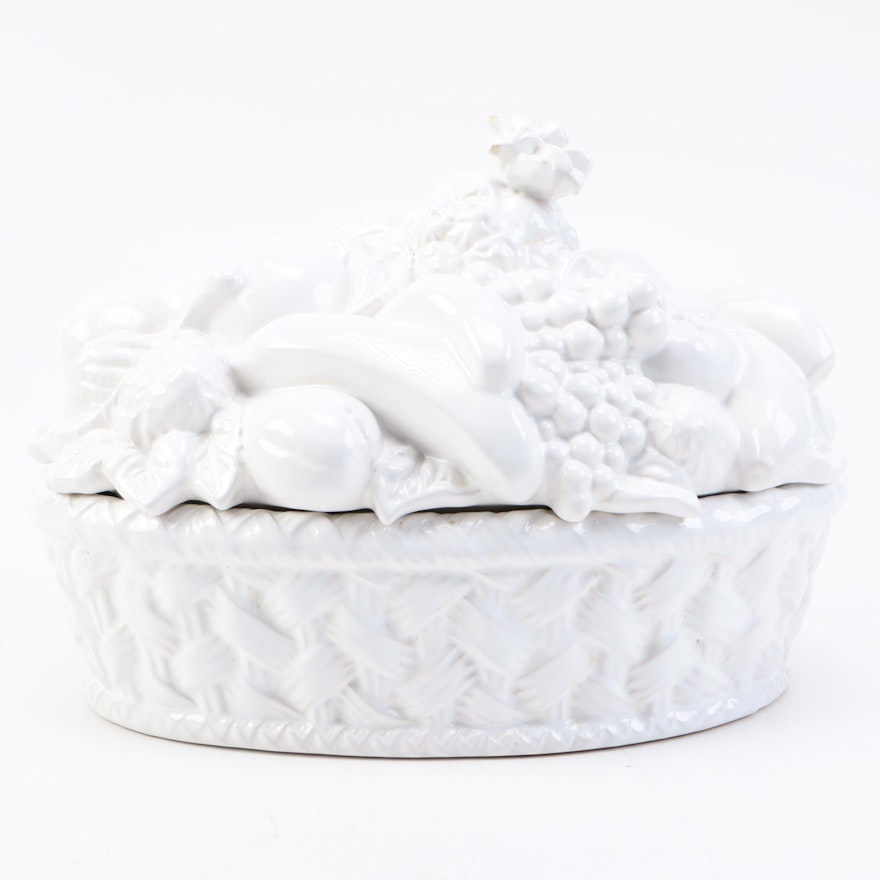 Ceramic Figural Fruit Bowl Lidded Dish