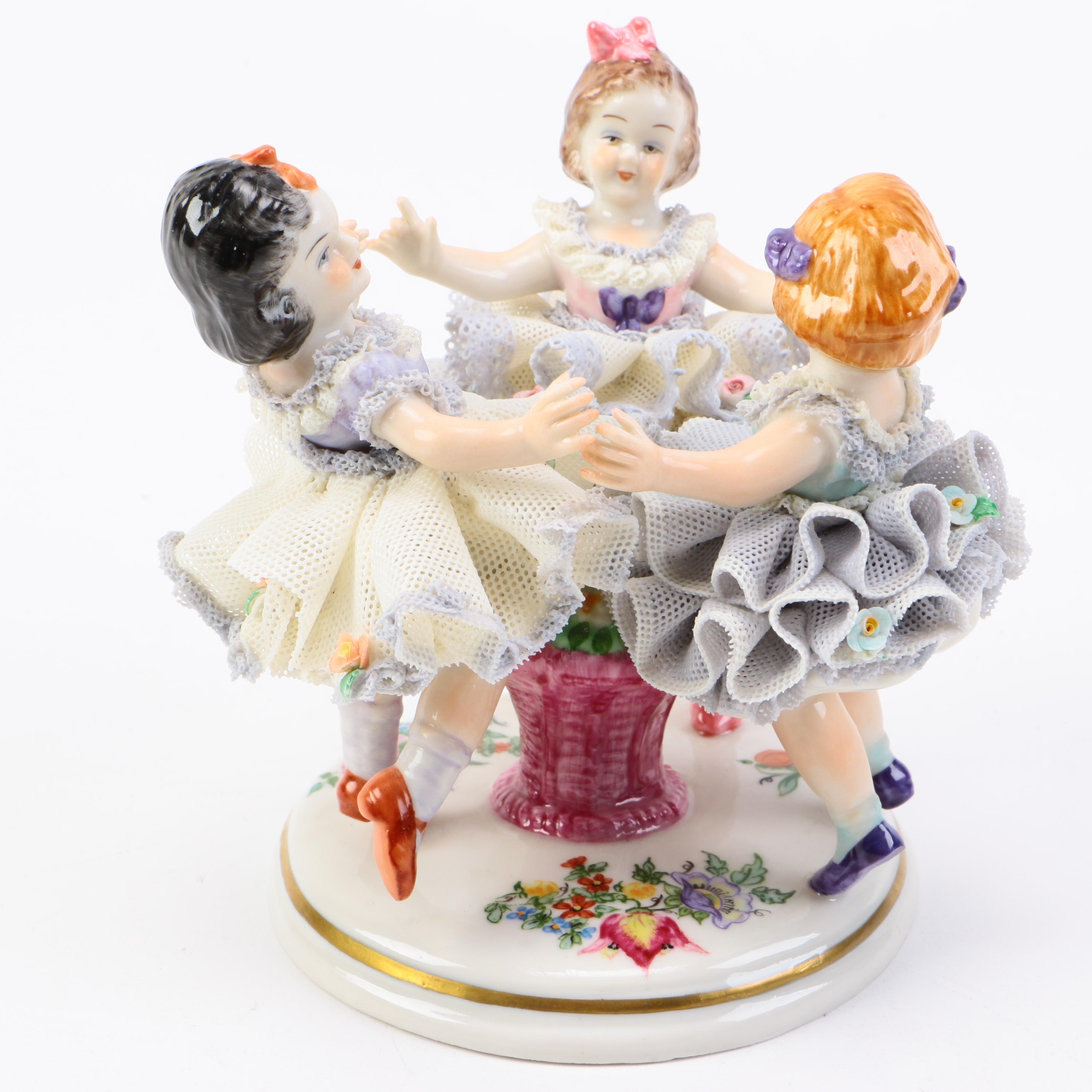 Irish Dresden Porcelain Figurine "Ring a Ring of Roses" Lilac Time Collection
