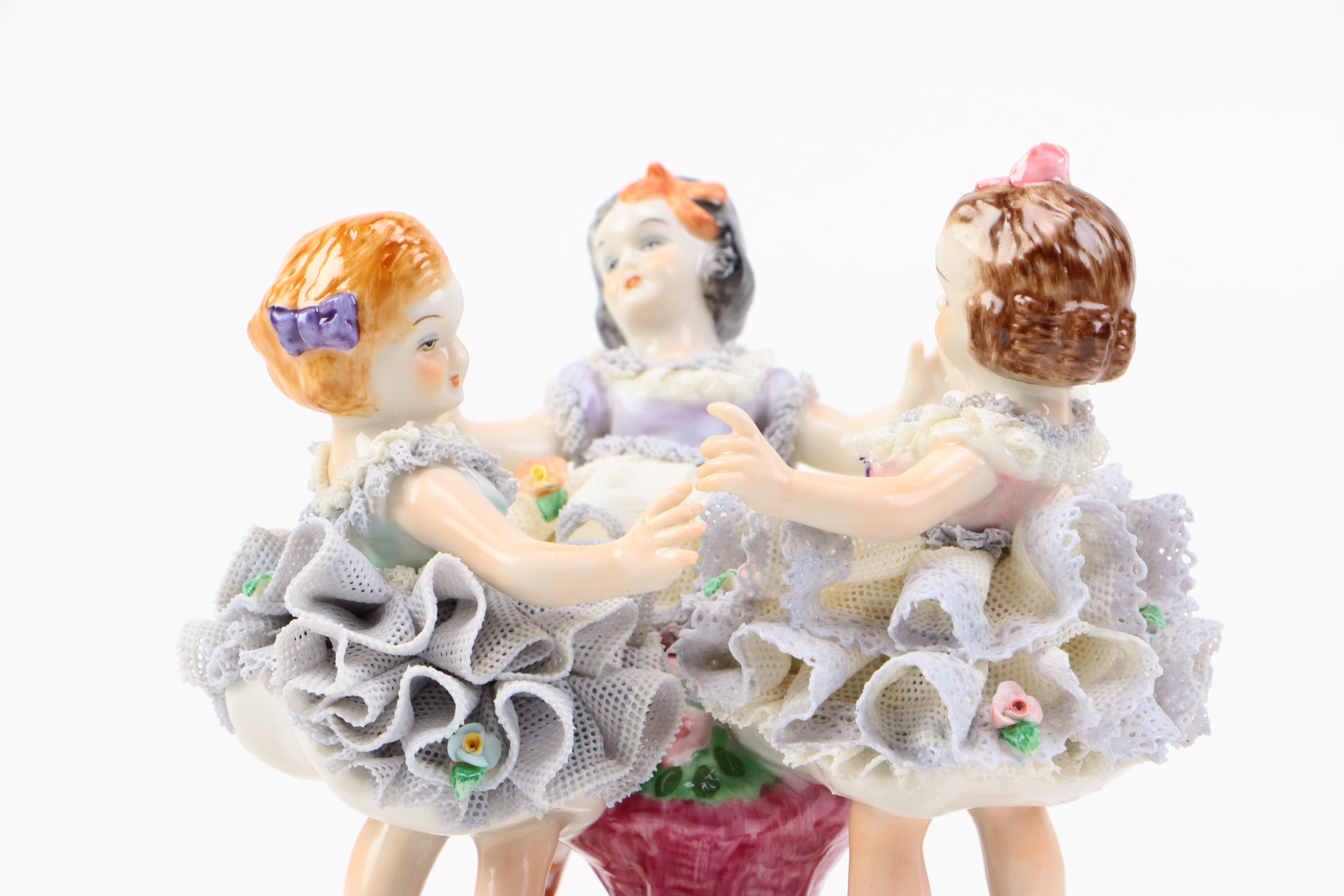 Irish Dresden Porcelain Figurine "Ring a Ring of Roses" Lilac Time Collection
