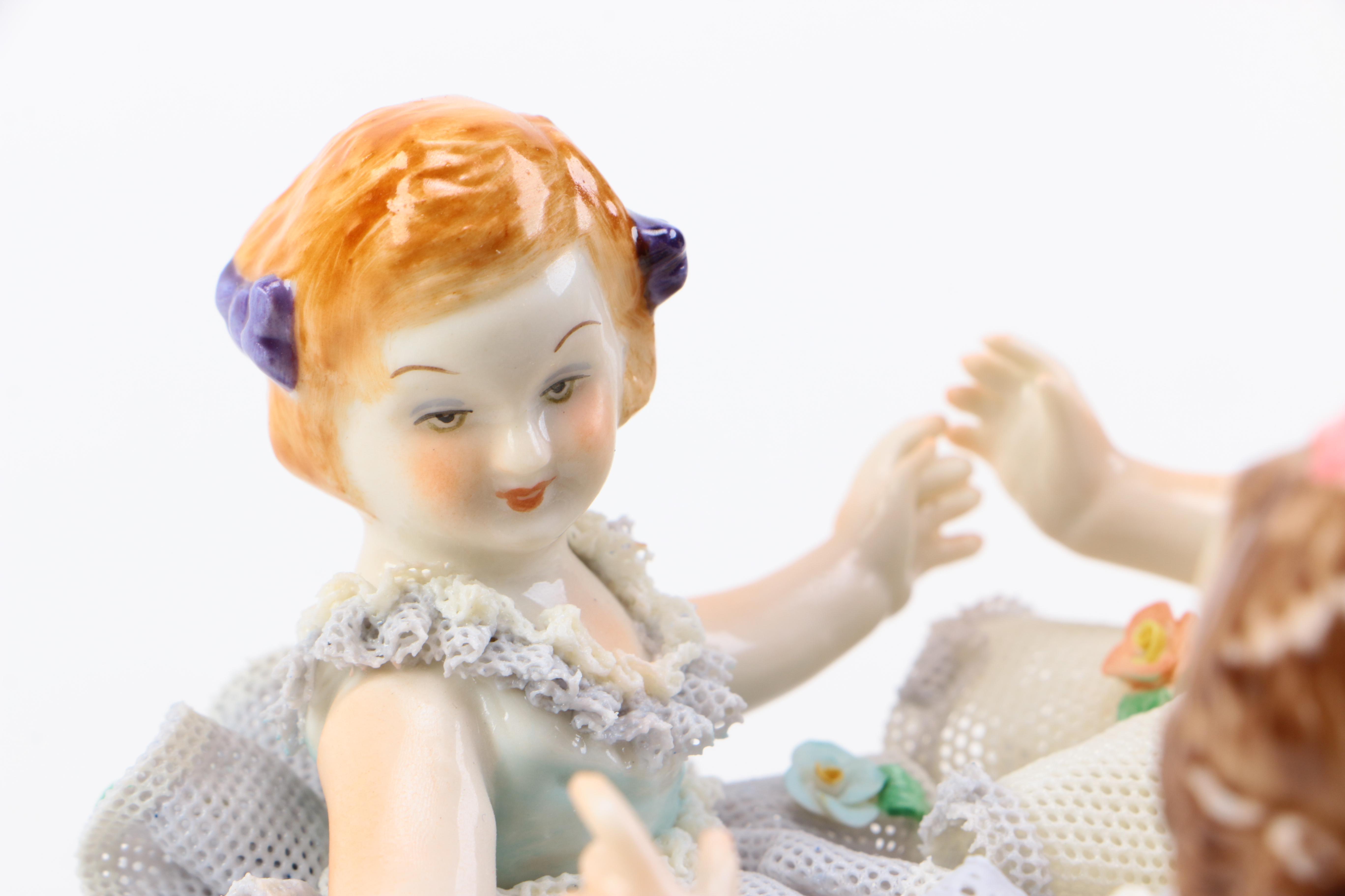 Irish Dresden Porcelain Figurine "Ring a Ring of Roses" Lilac Time Collection