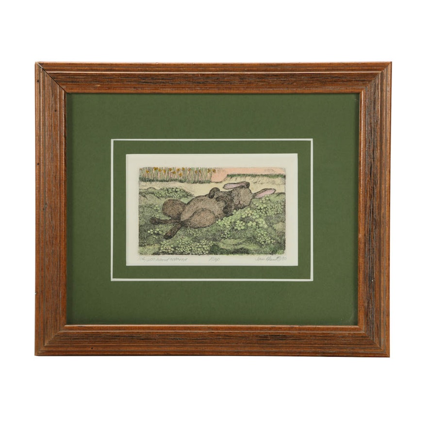 Jan Hunt Limited Edition Hand Colored Engraving "Nap"