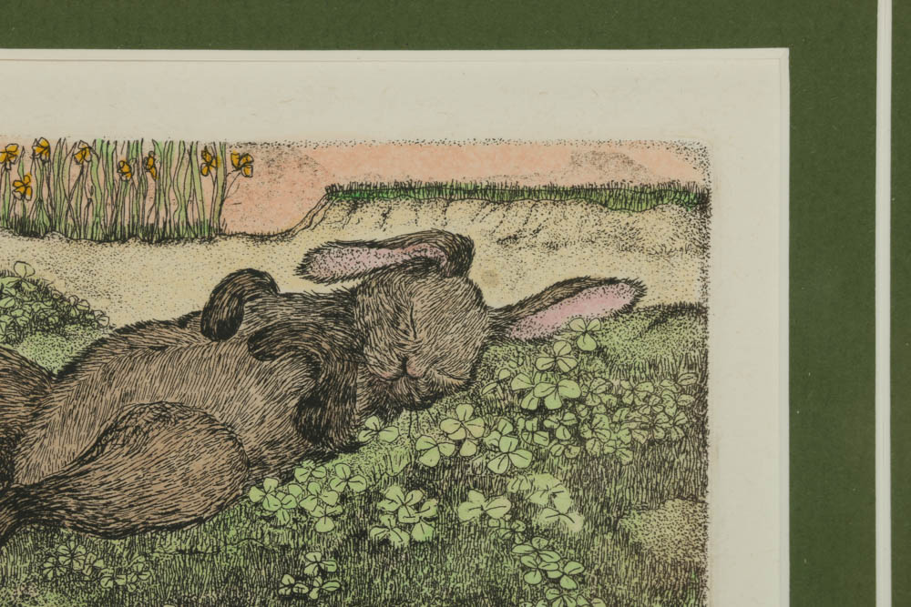 Jan Hunt Limited Edition Hand Colored Engraving "Nap"