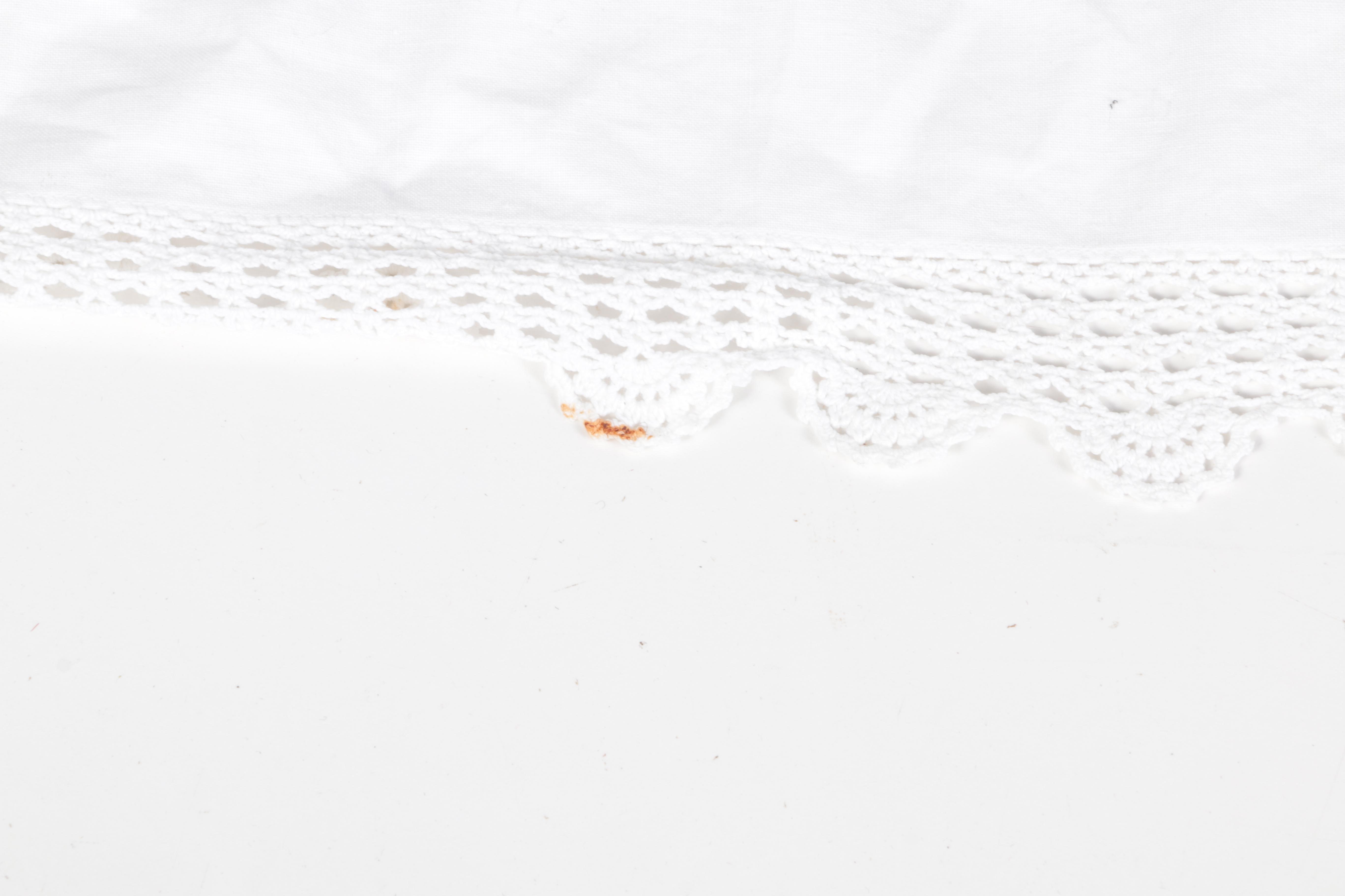 Pair of White Linen Tablecloths and Runner