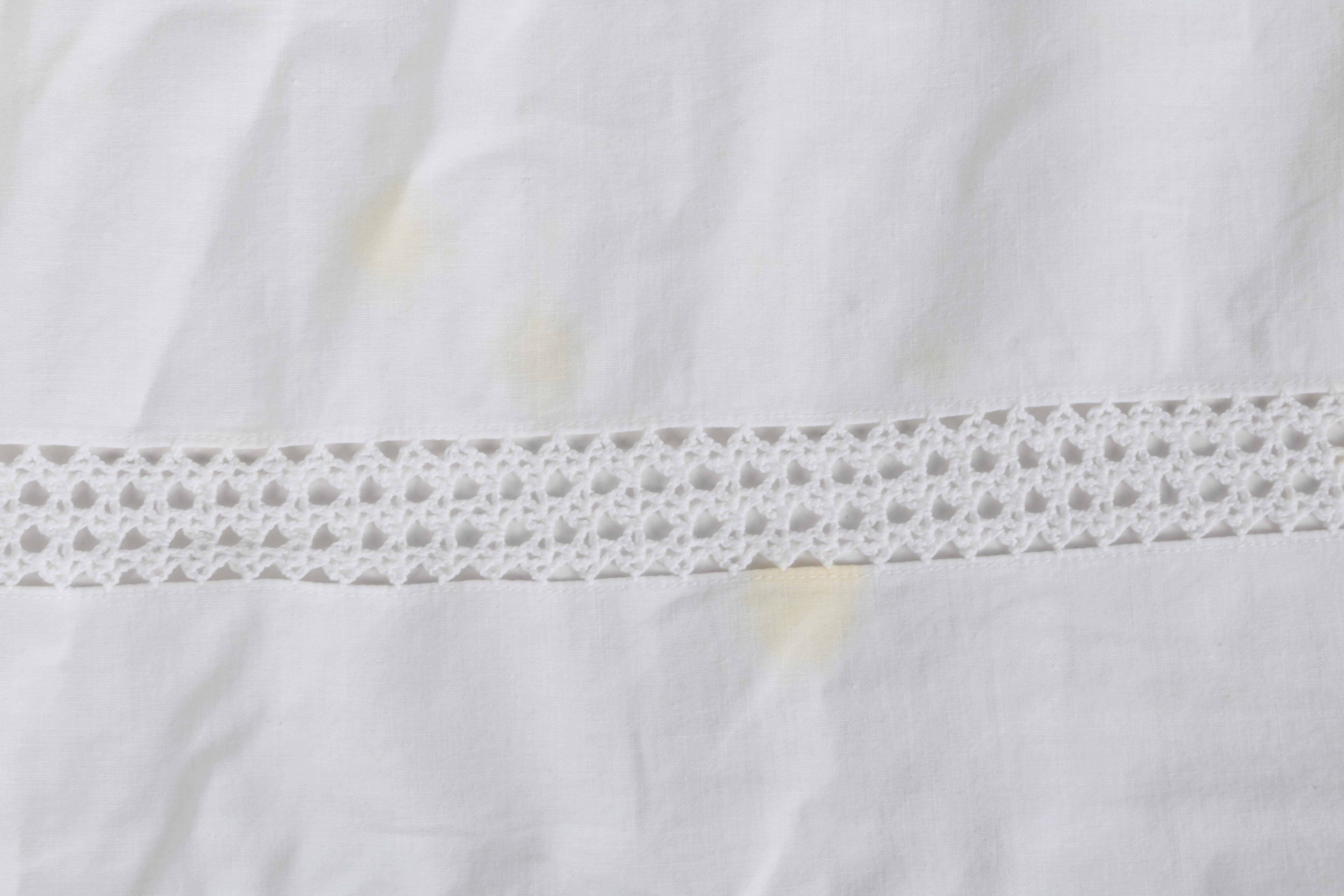 Pair of White Linen Tablecloths and Runner