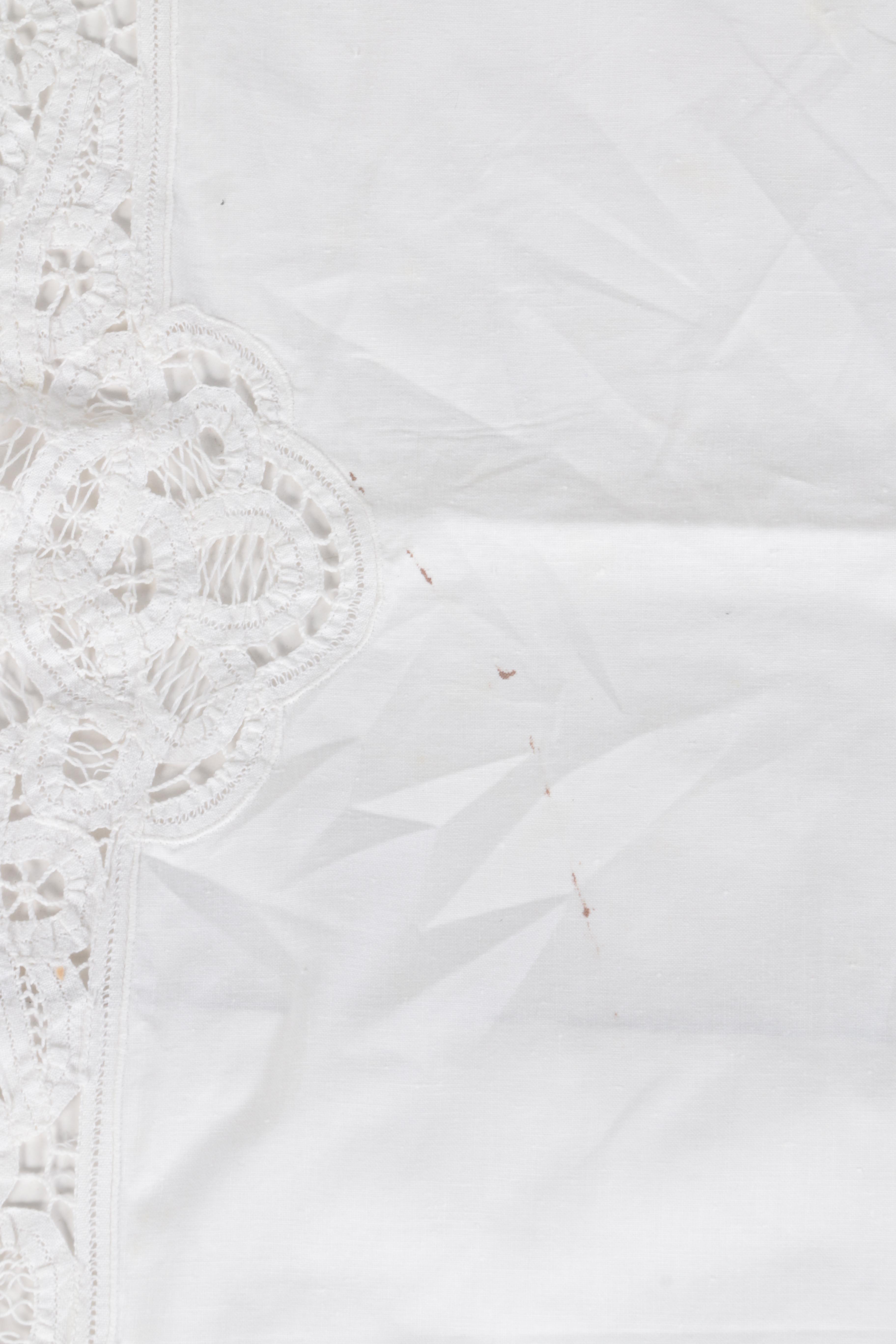 Pair of White Linen Tablecloths and Runner