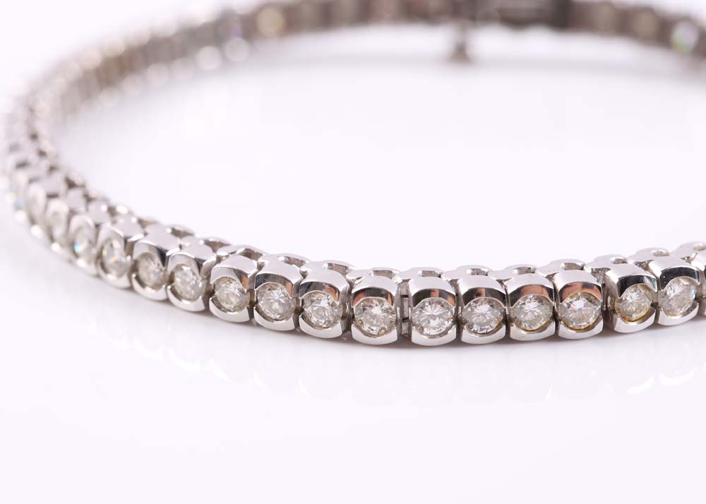 14K White Gold Diamond Tennis Bracelet