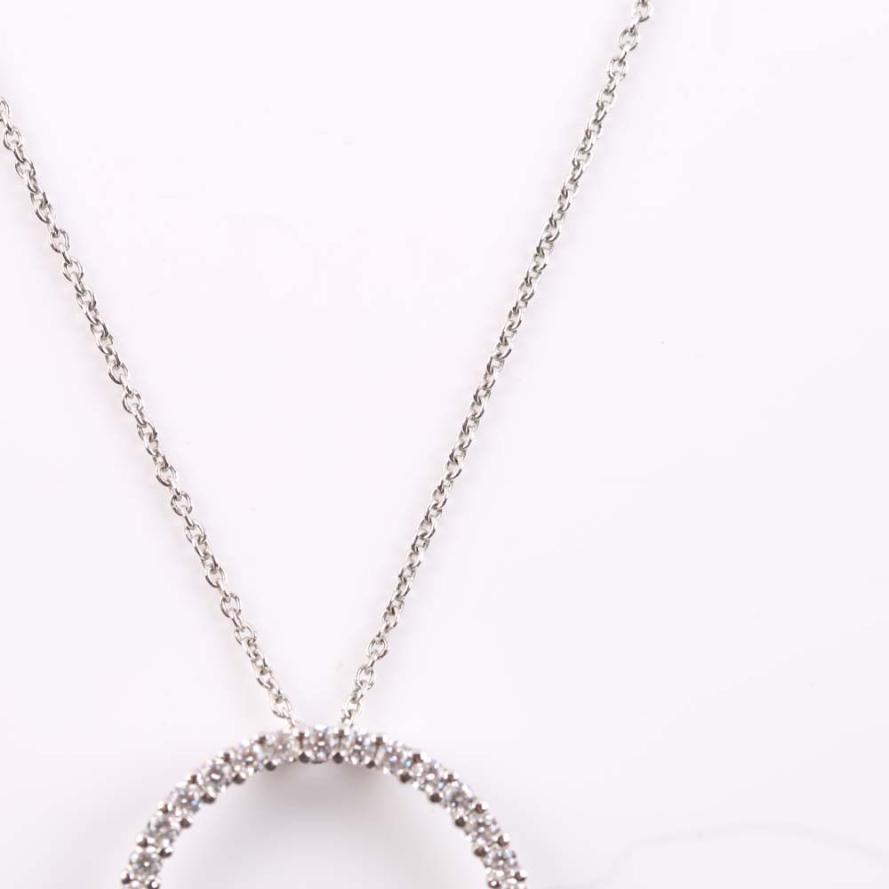 Sterling Silver and Cubic Zirconia Open Circle Pendant Necklace