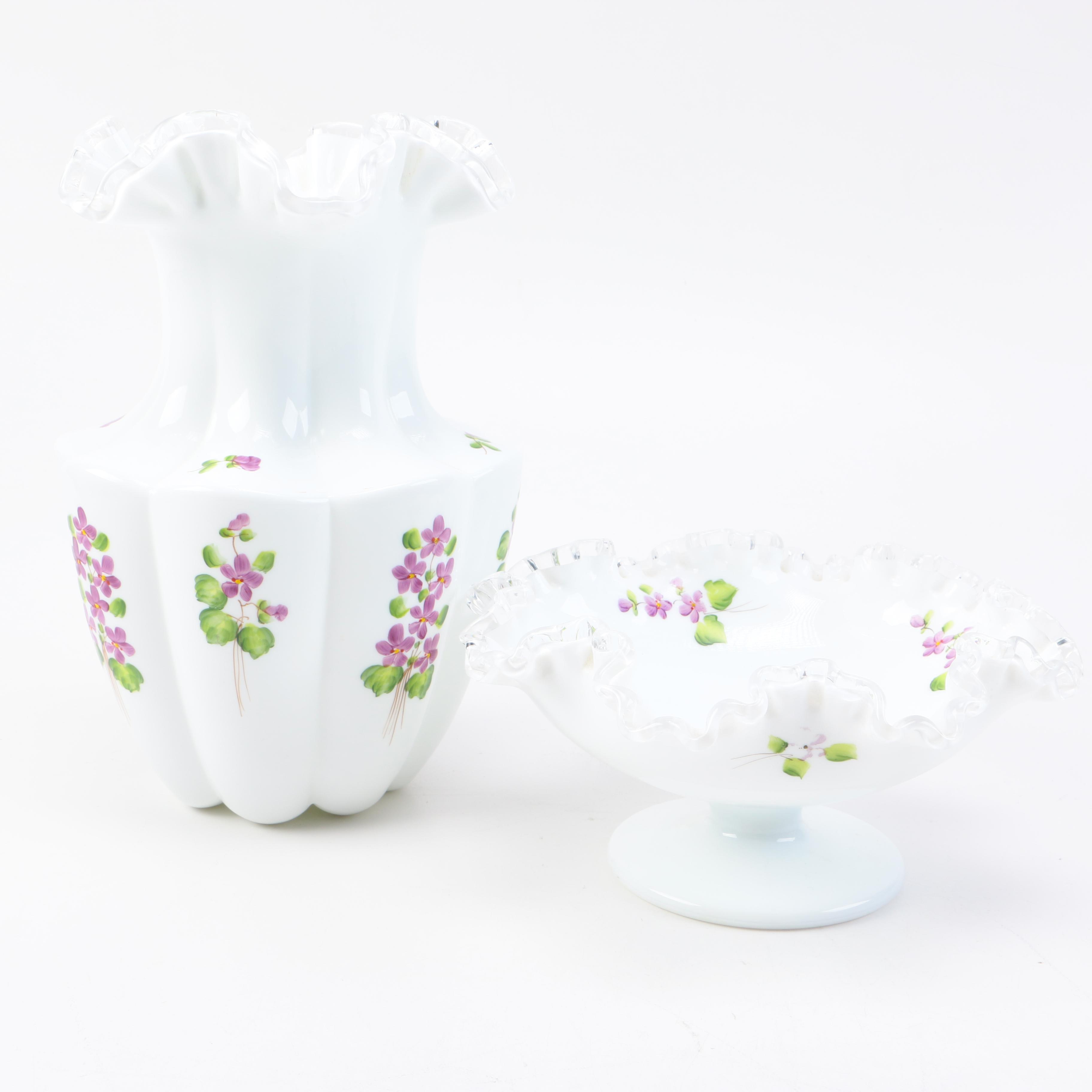 Compote and Vase in the style of Fenton