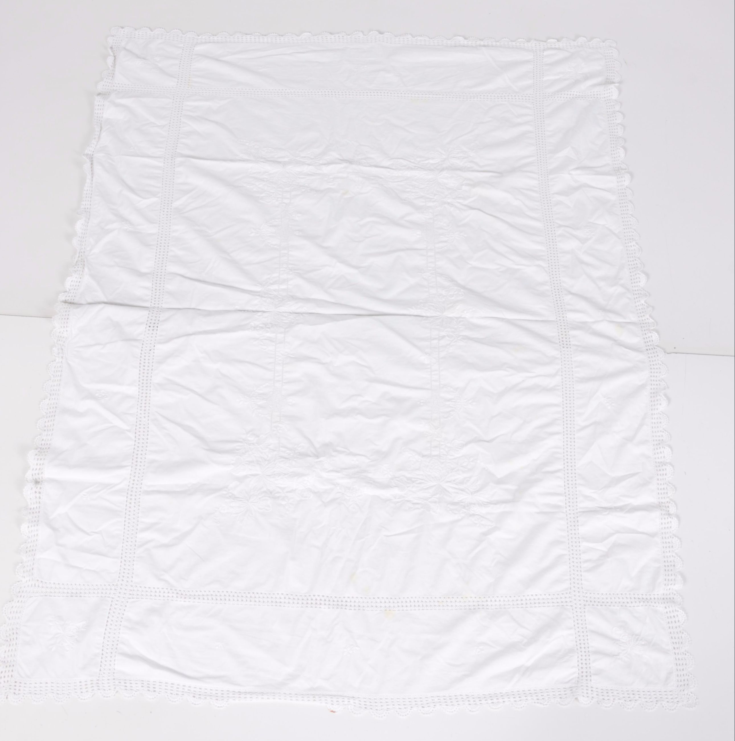 Pair of White Linen Tablecloths and Runner