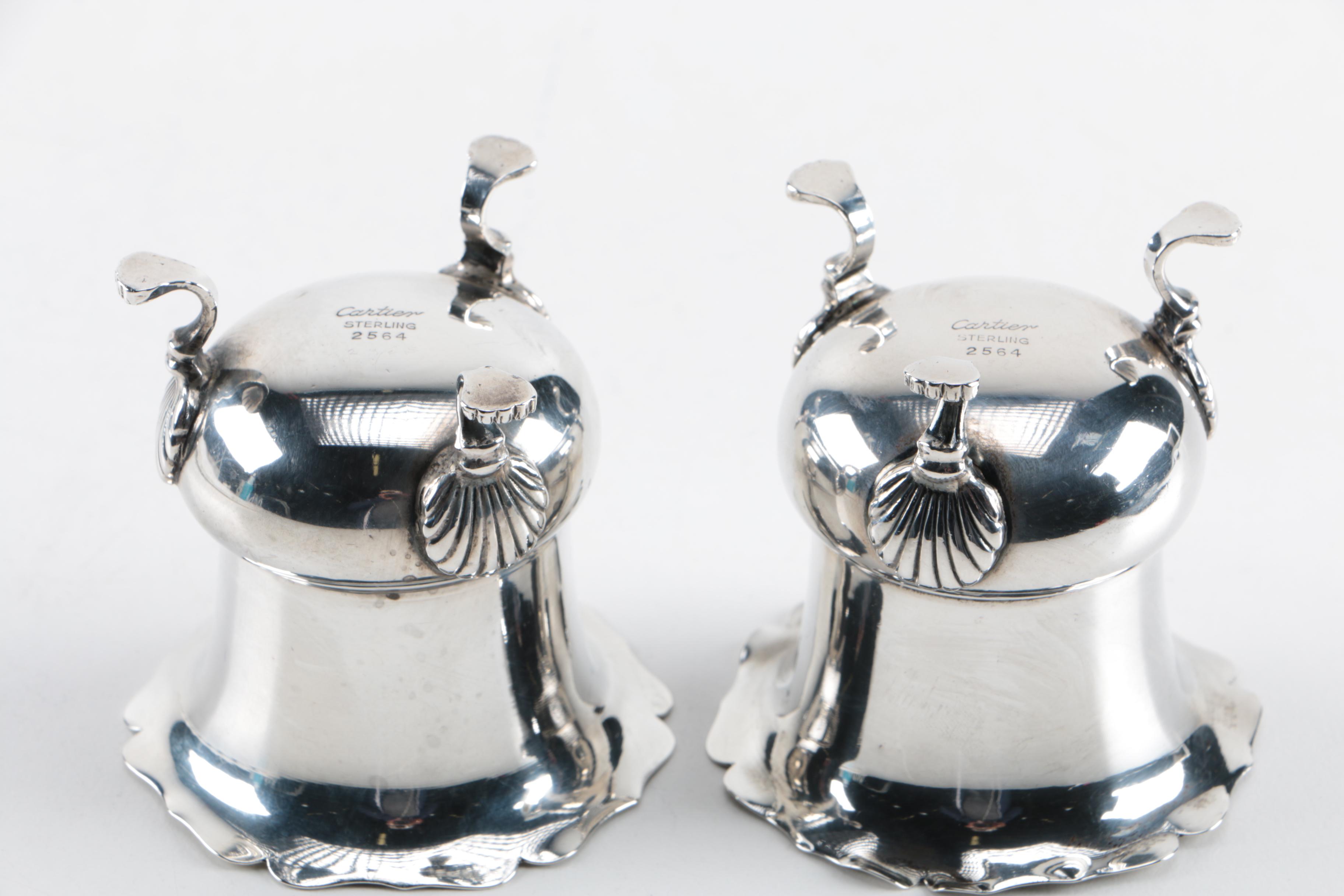 Pair of Vintage Cartier Sterling Claw Foot Toothpick Holders