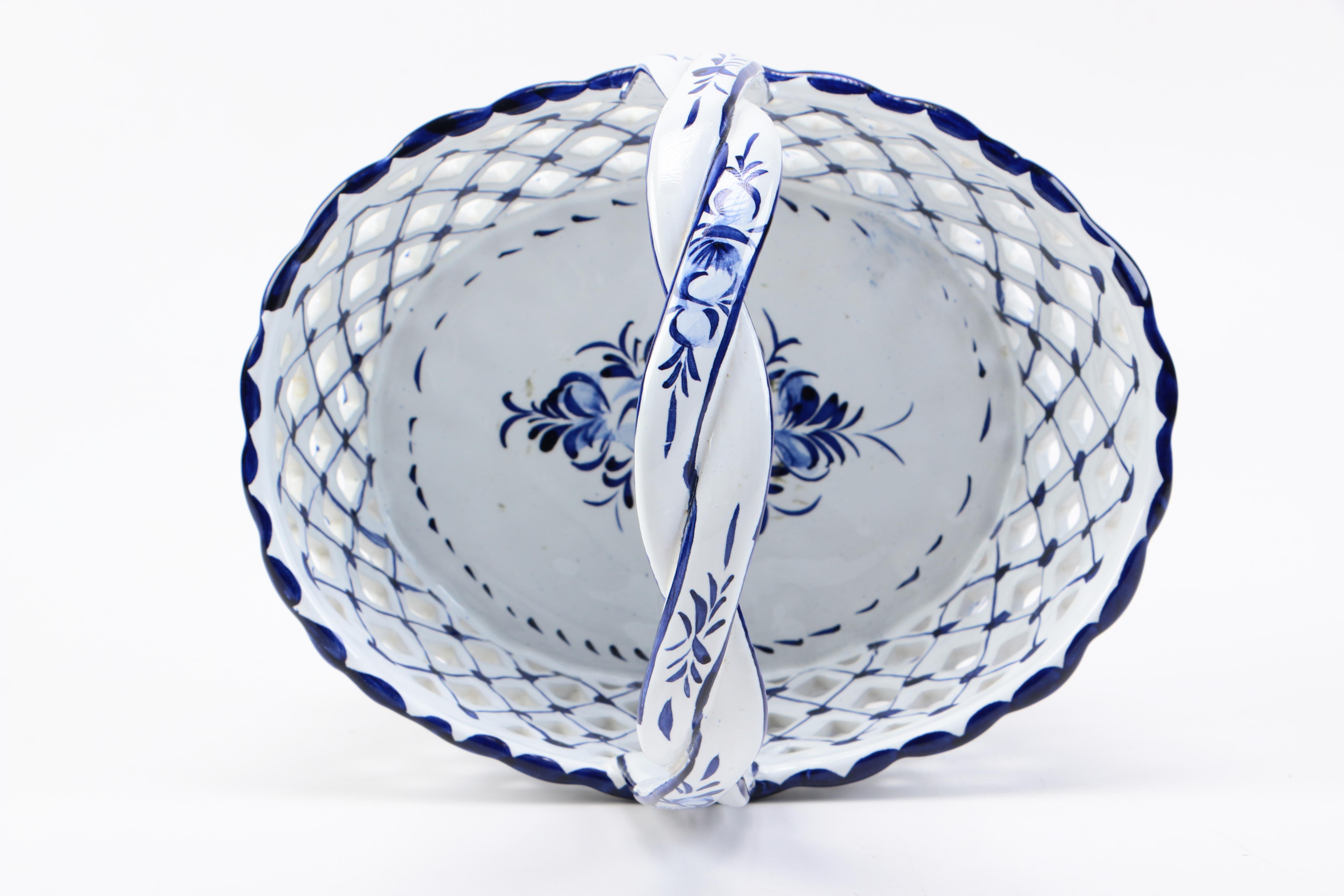 Ceramic Blue and White Portugese Basket