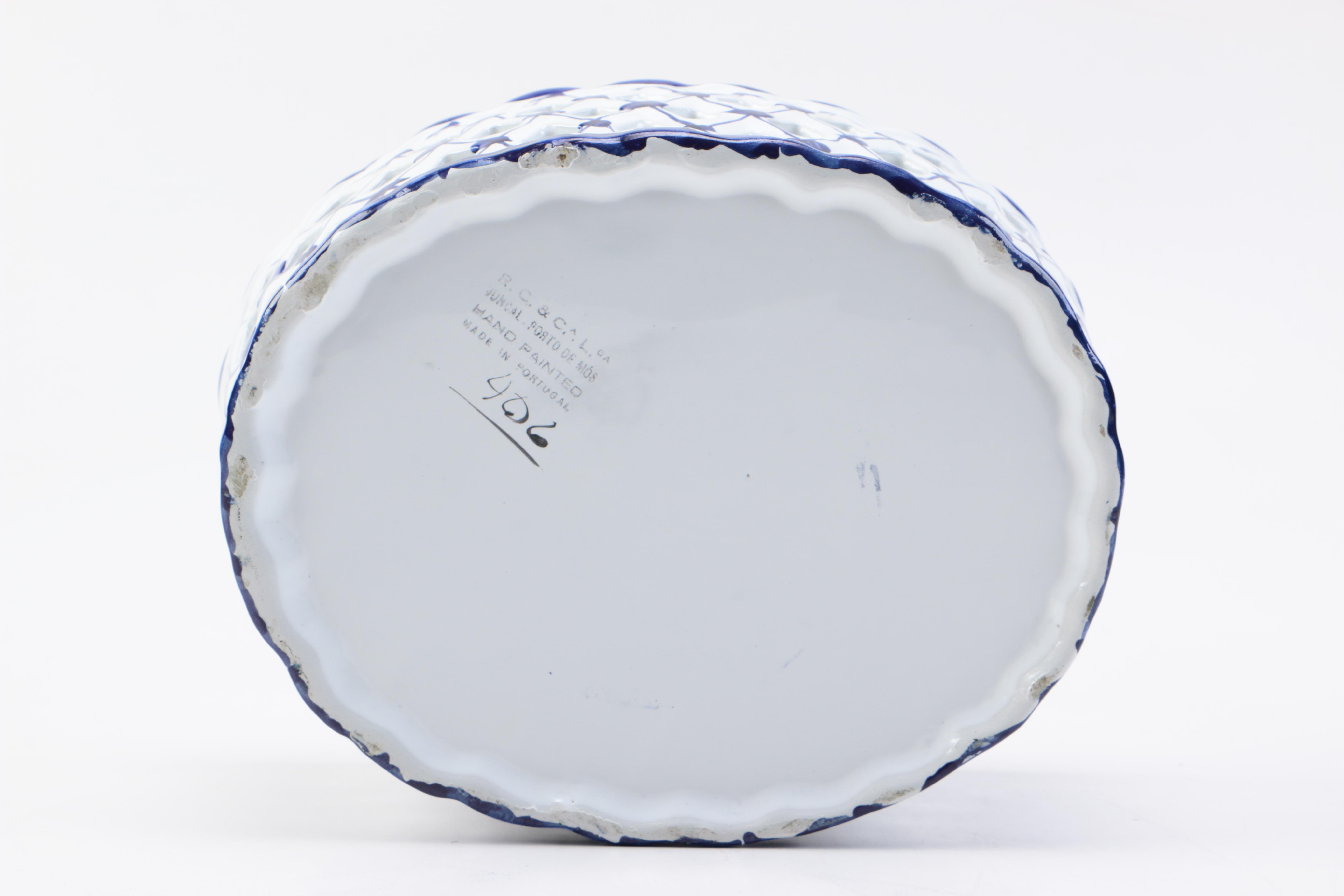 Ceramic Blue and White Portugese Basket
