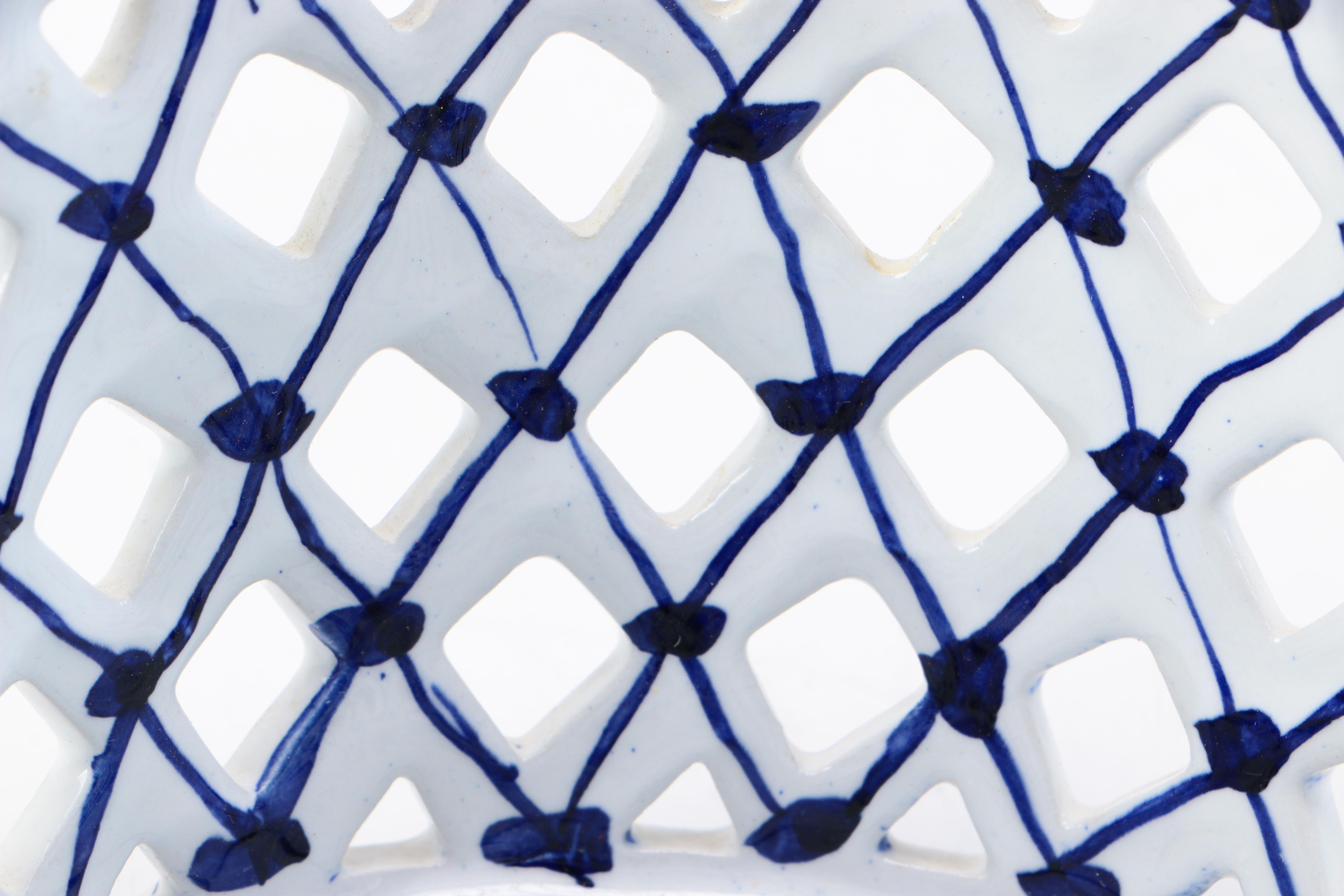 Ceramic Blue and White Portugese Basket