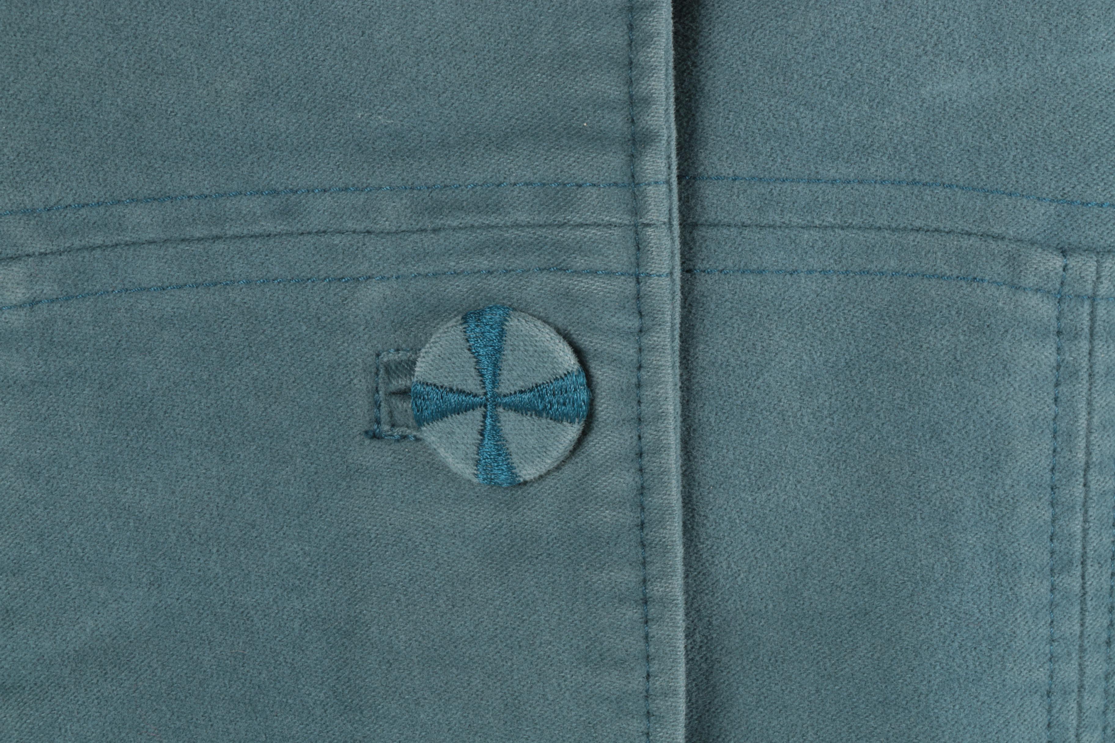 Marc Jacobs Light Blue Velvet Trimmed Coat