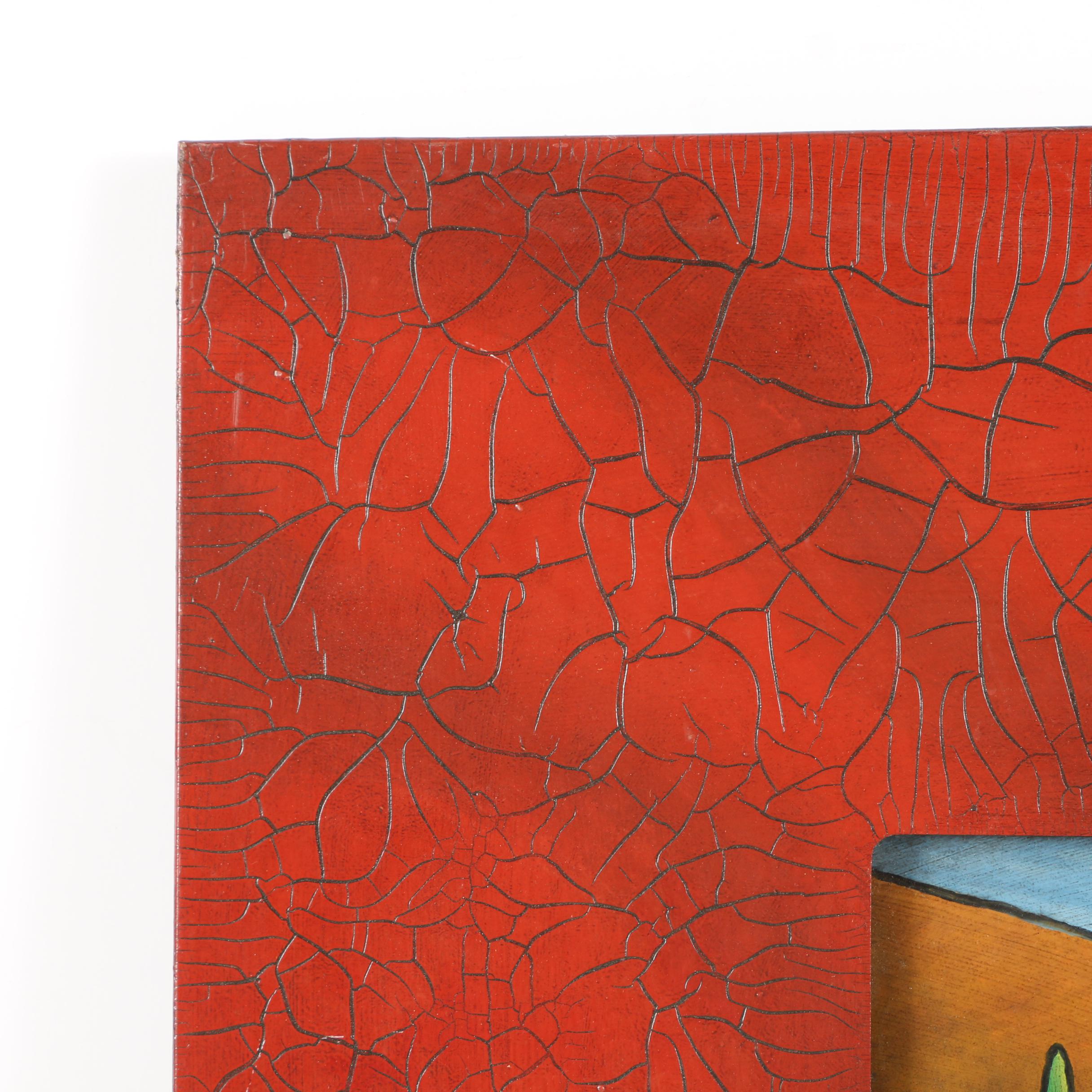 Chip DuPont Original Oil Pastel On Wood  With Artist Made Frame