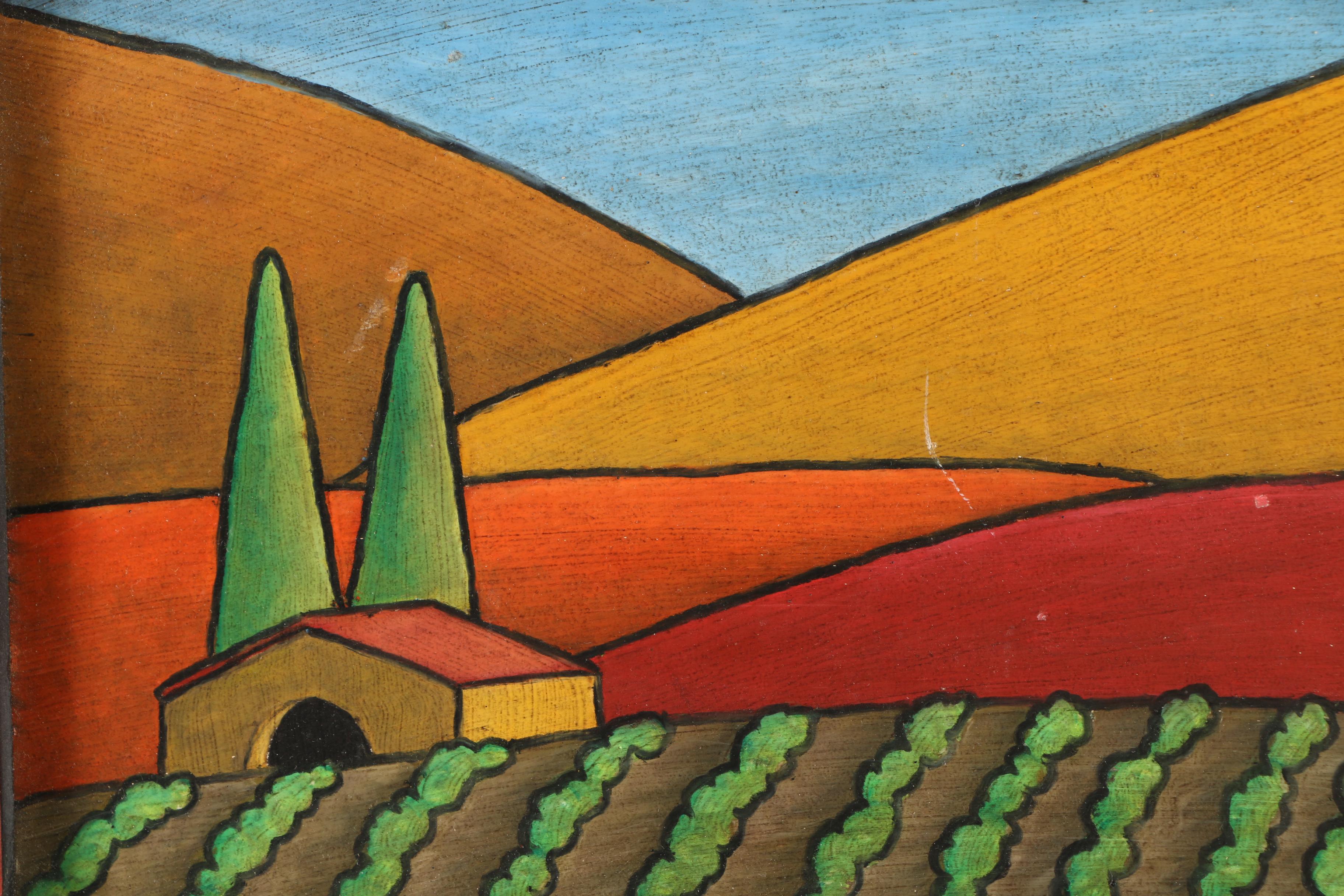 Chip DuPont Original Oil Pastel On Wood  With Artist Made Frame