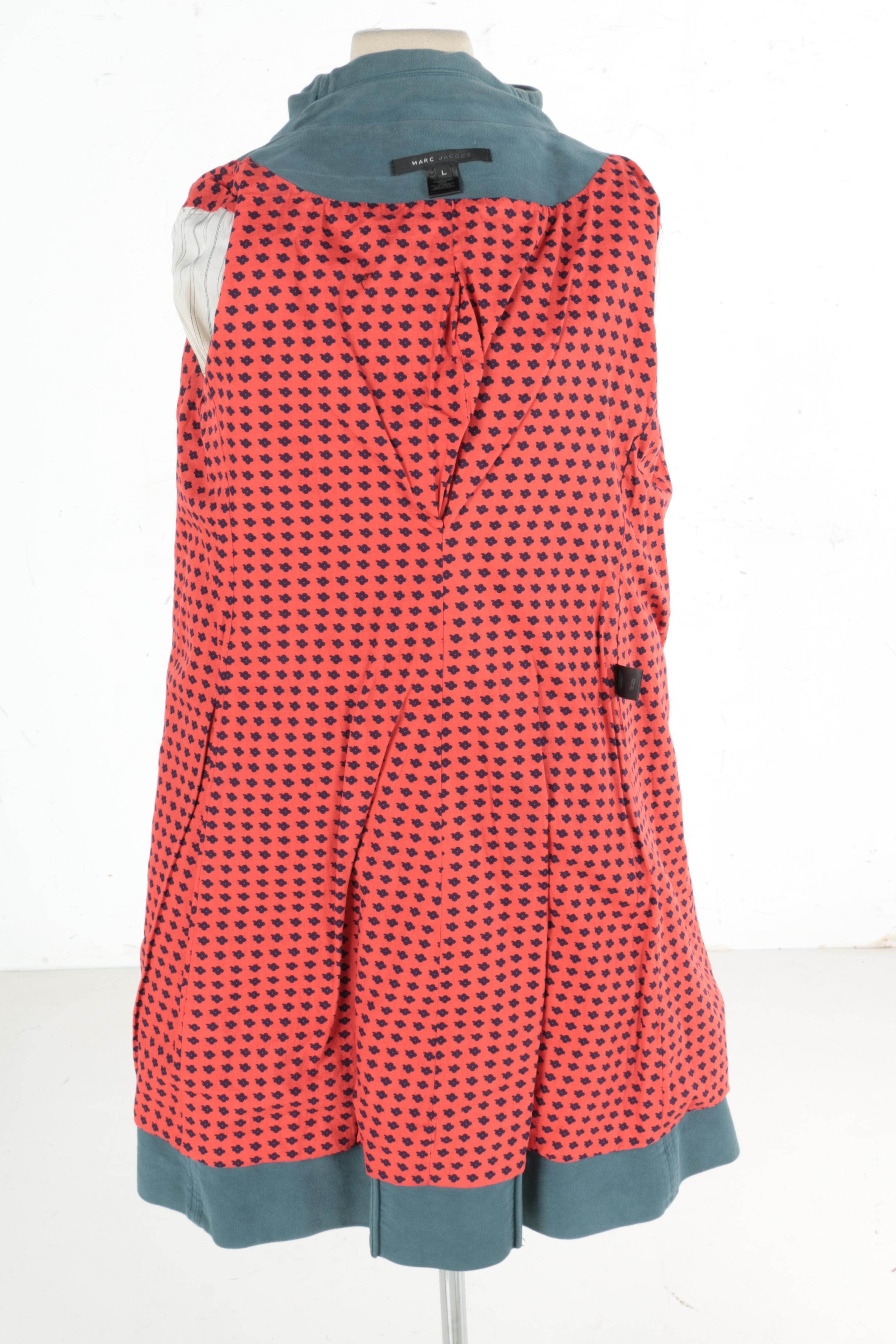 Marc Jacobs Light Blue Velvet Trimmed Coat