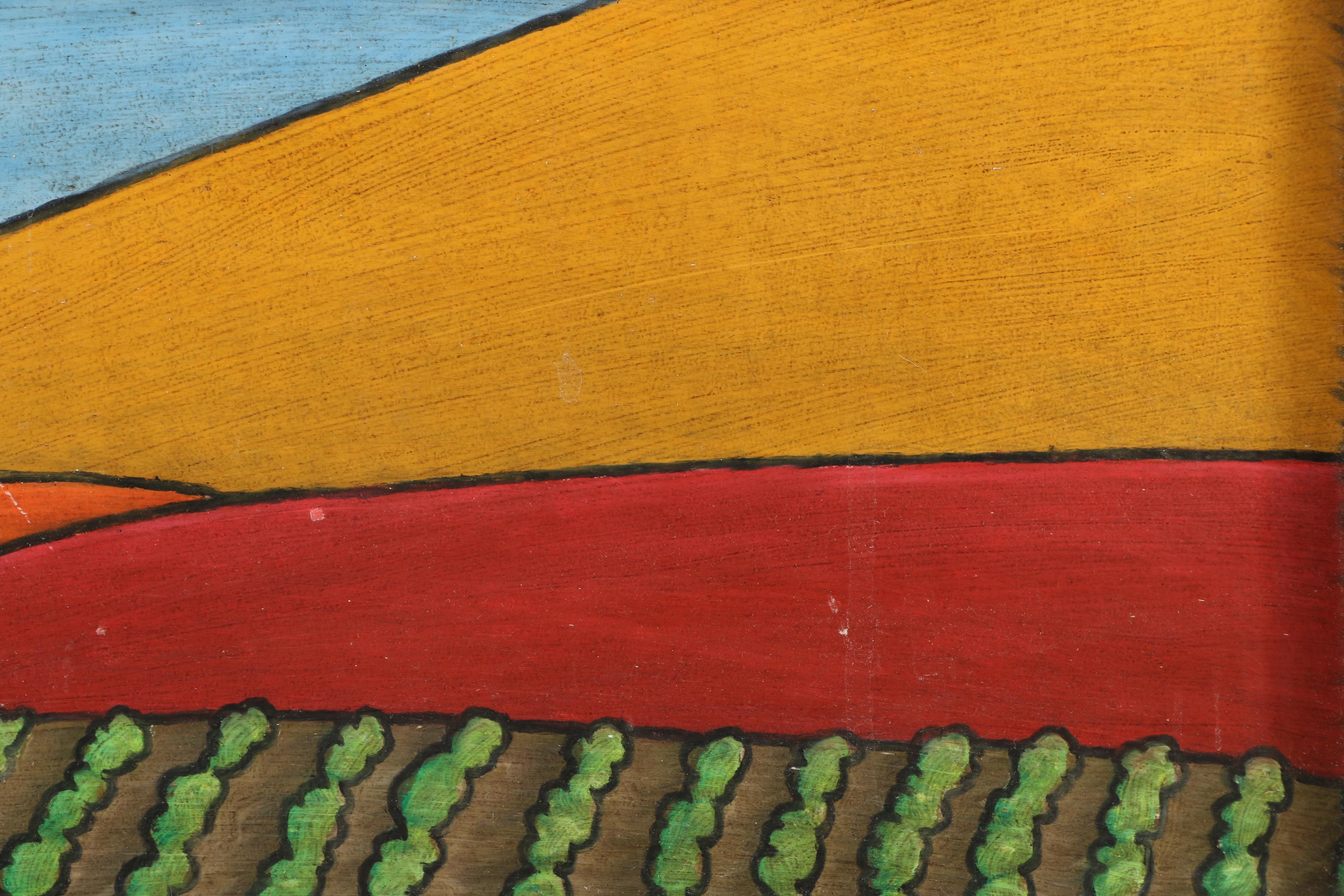 Chip DuPont Original Oil Pastel On Wood  With Artist Made Frame