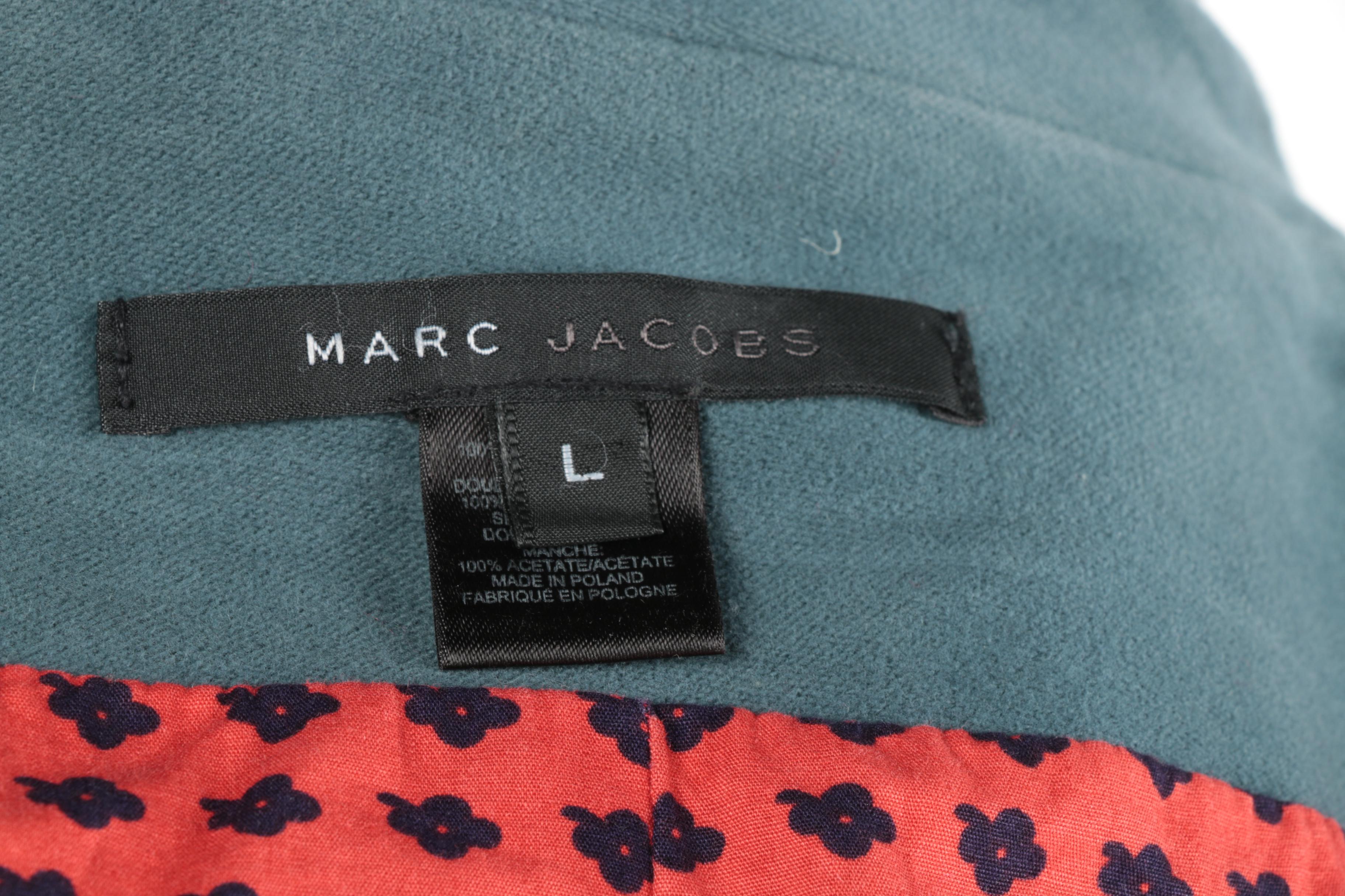 Marc Jacobs Light Blue Velvet Trimmed Coat