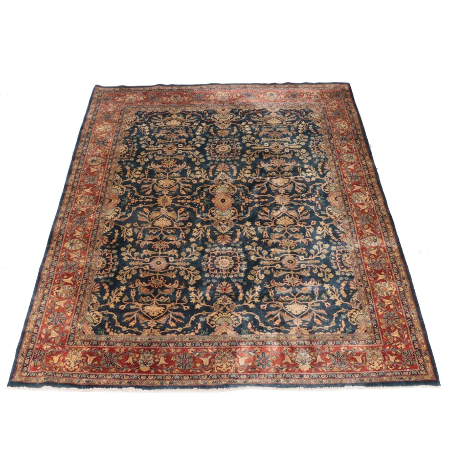 Hand-Knotted Sarouk Style Wool Area Rug