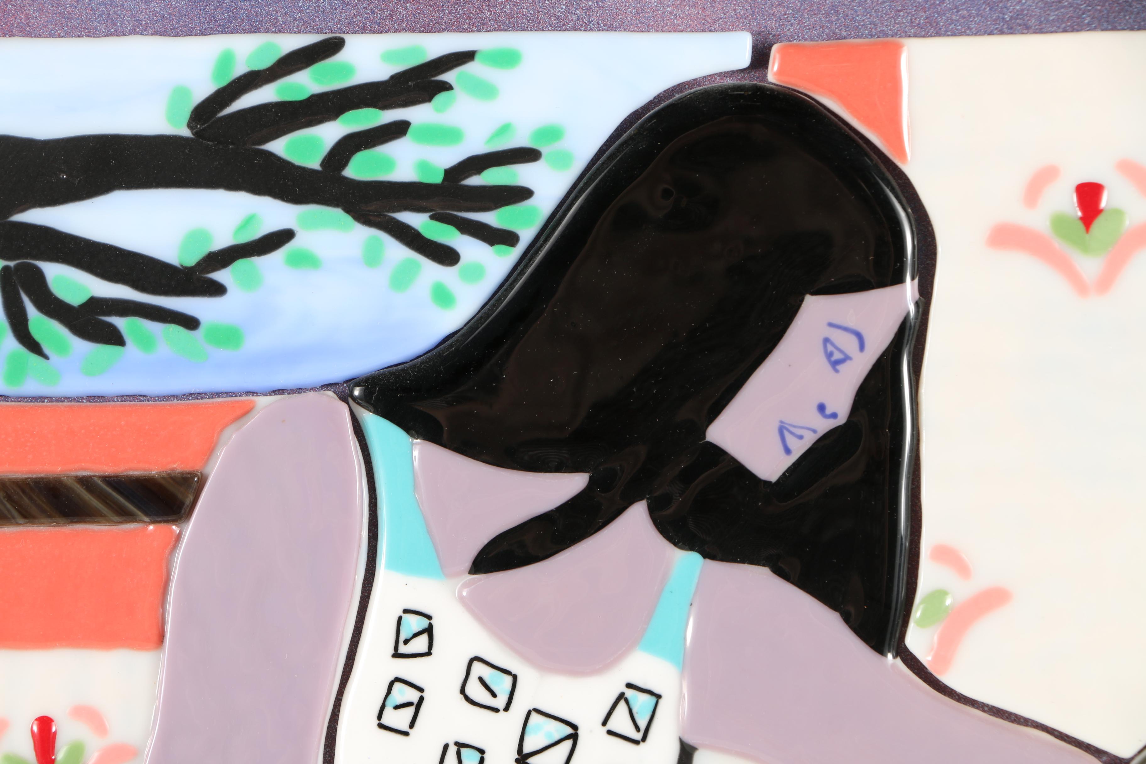 Dawn Adams and Dale Steffey Signed Fused Glass Piece "Mother and Child"