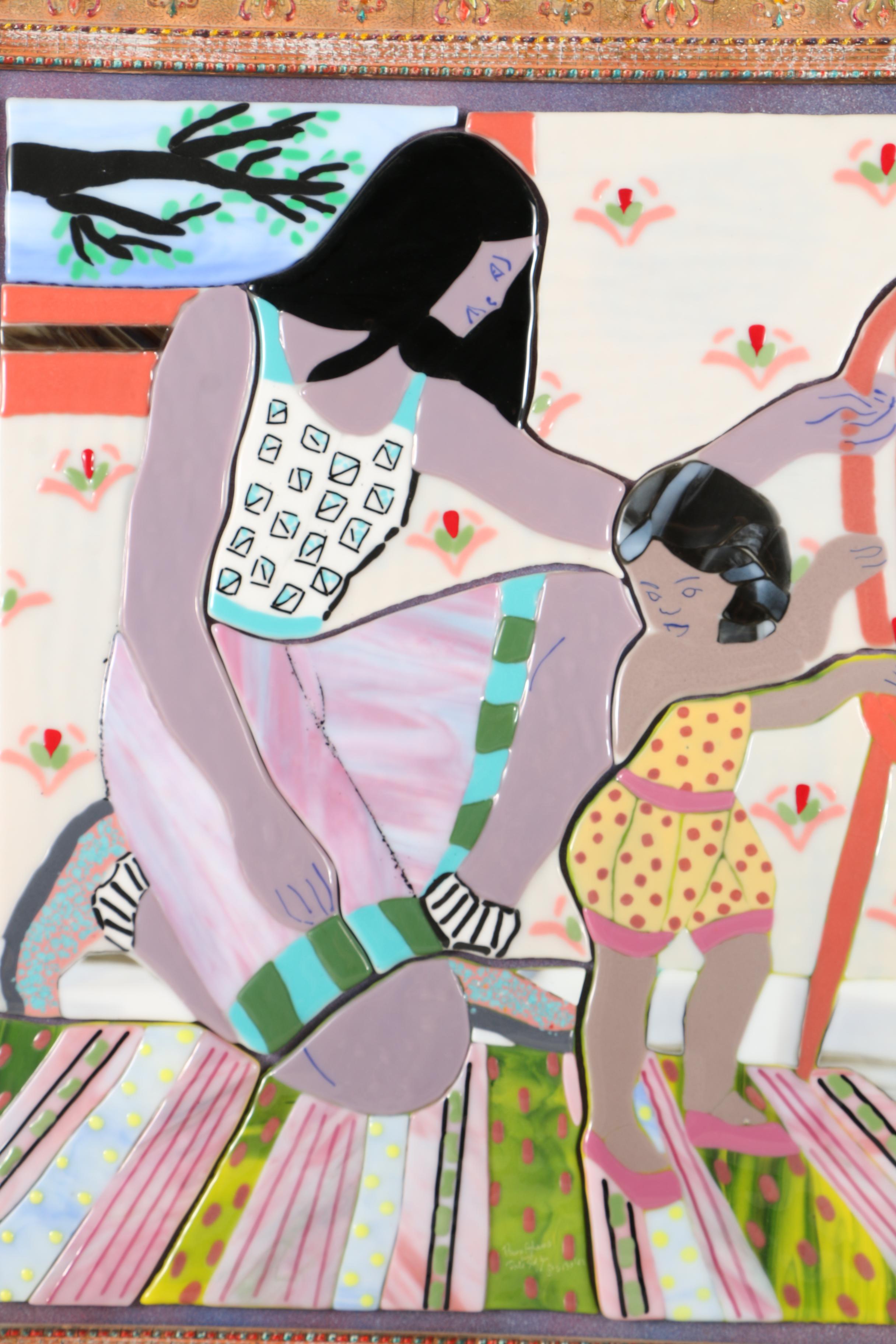 Dawn Adams and Dale Steffey Signed Fused Glass Piece "Mother and Child"