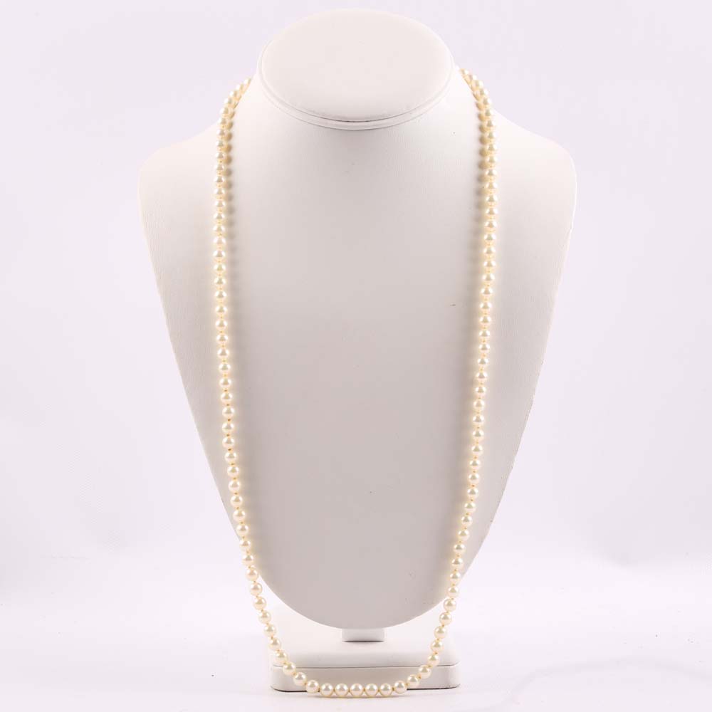Cultured Pearl Necklace with 14K Yellow Gold Clasp