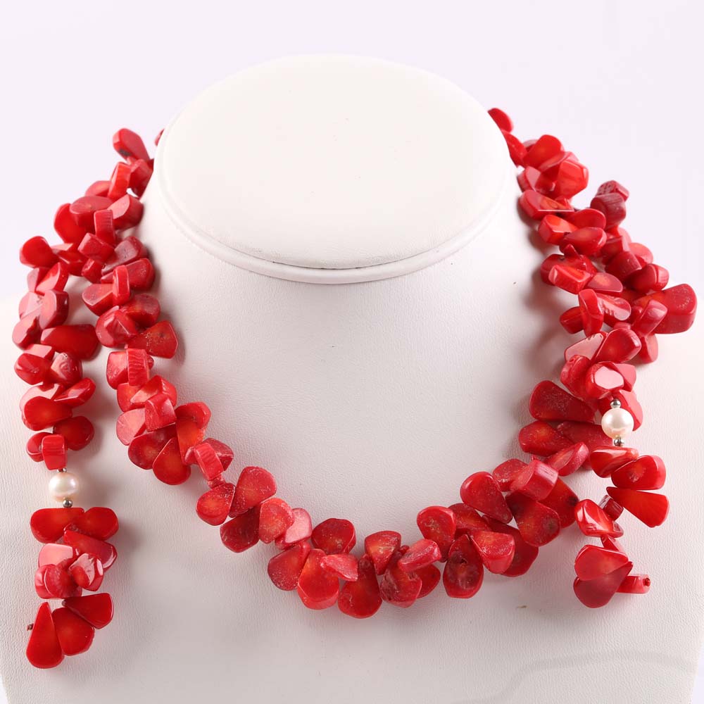 Coral Necklace and Bracelet