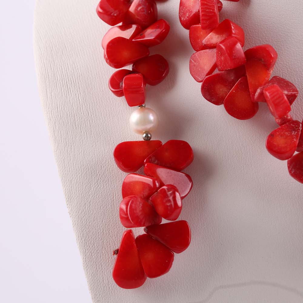 Coral Necklace and Bracelet