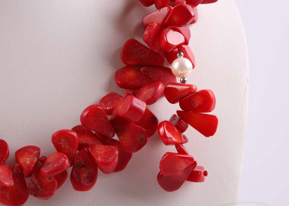 Coral Necklace and Bracelet
