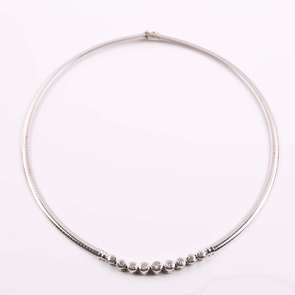 14K White Gold and Diamond Necklace
