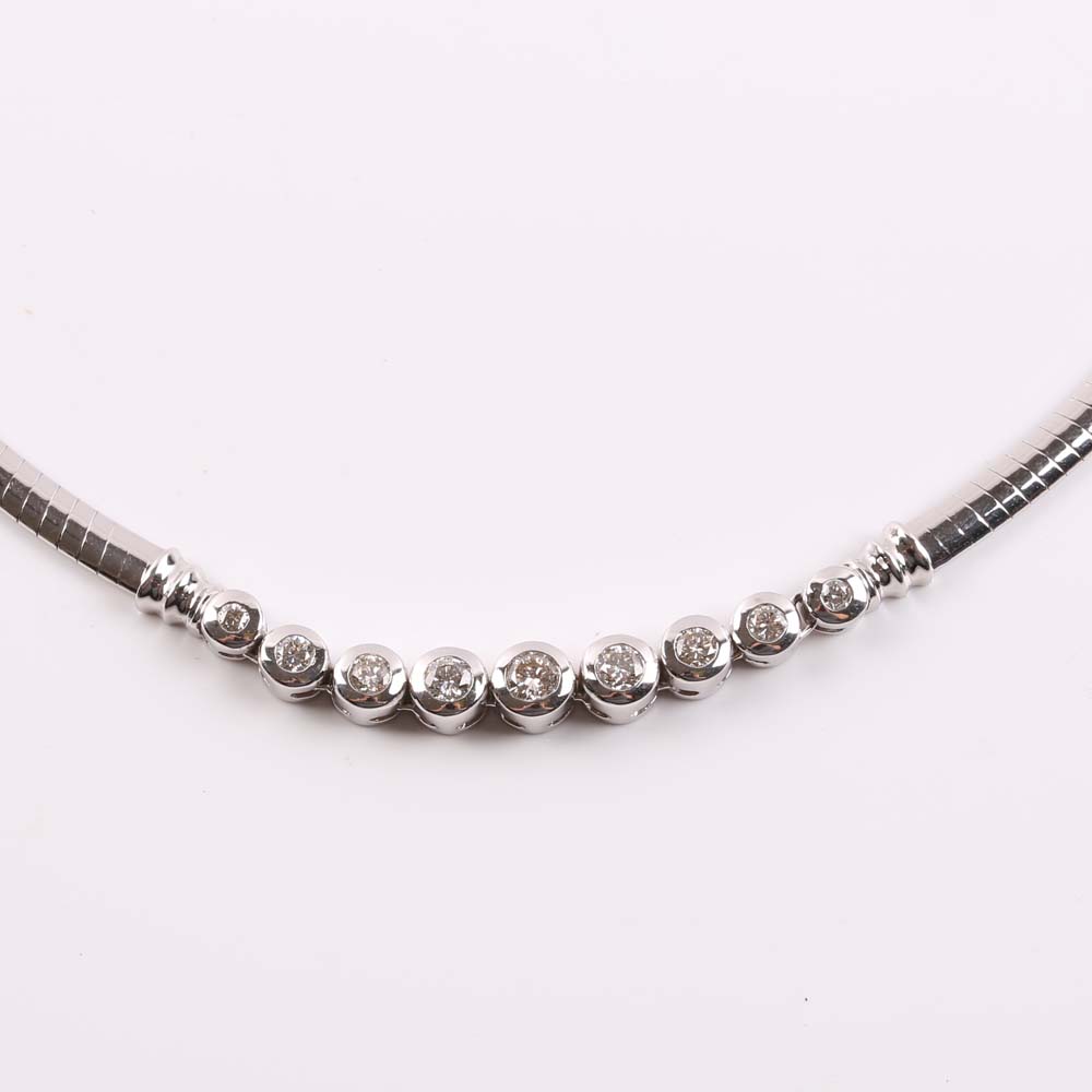 14K White Gold and Diamond Necklace