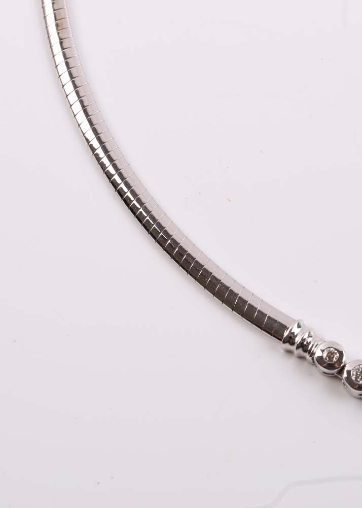 14K White Gold and Diamond Necklace