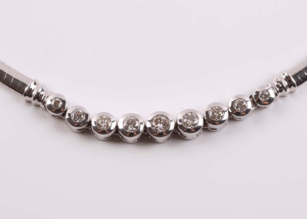 14K White Gold and Diamond Necklace