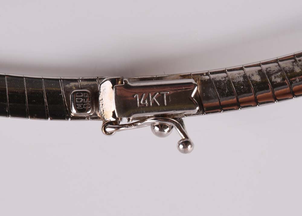 14K White Gold and Diamond Necklace