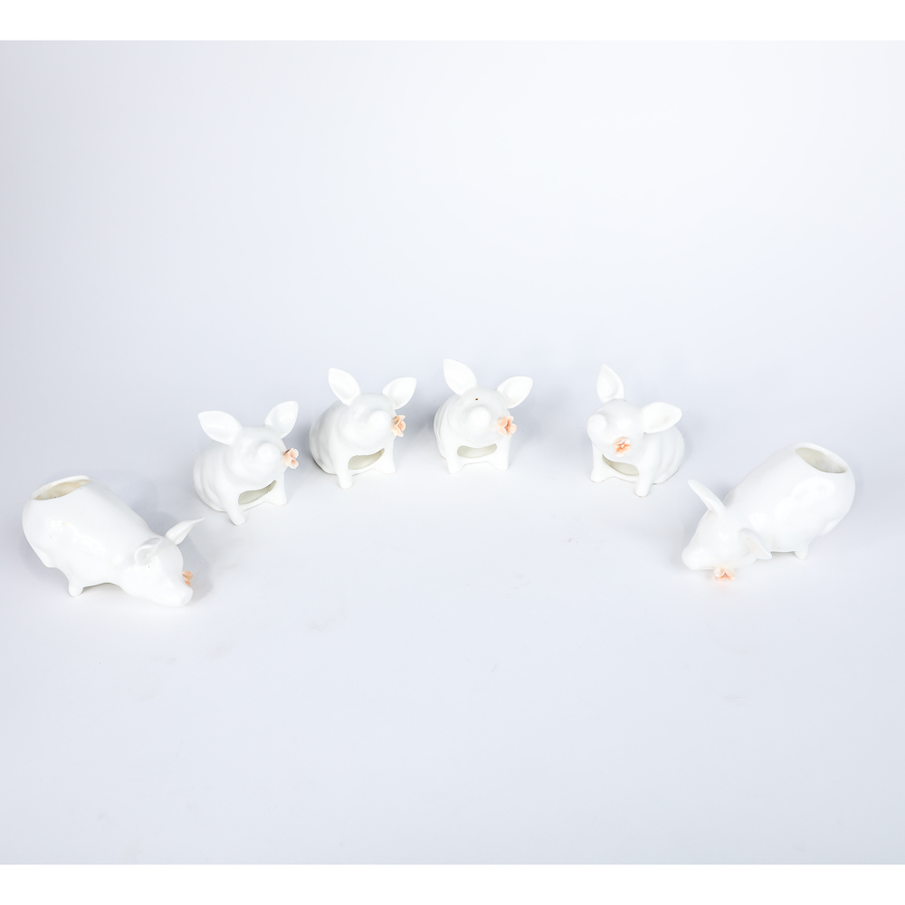 Set of Pia Bone China Pig Napkin Rings
