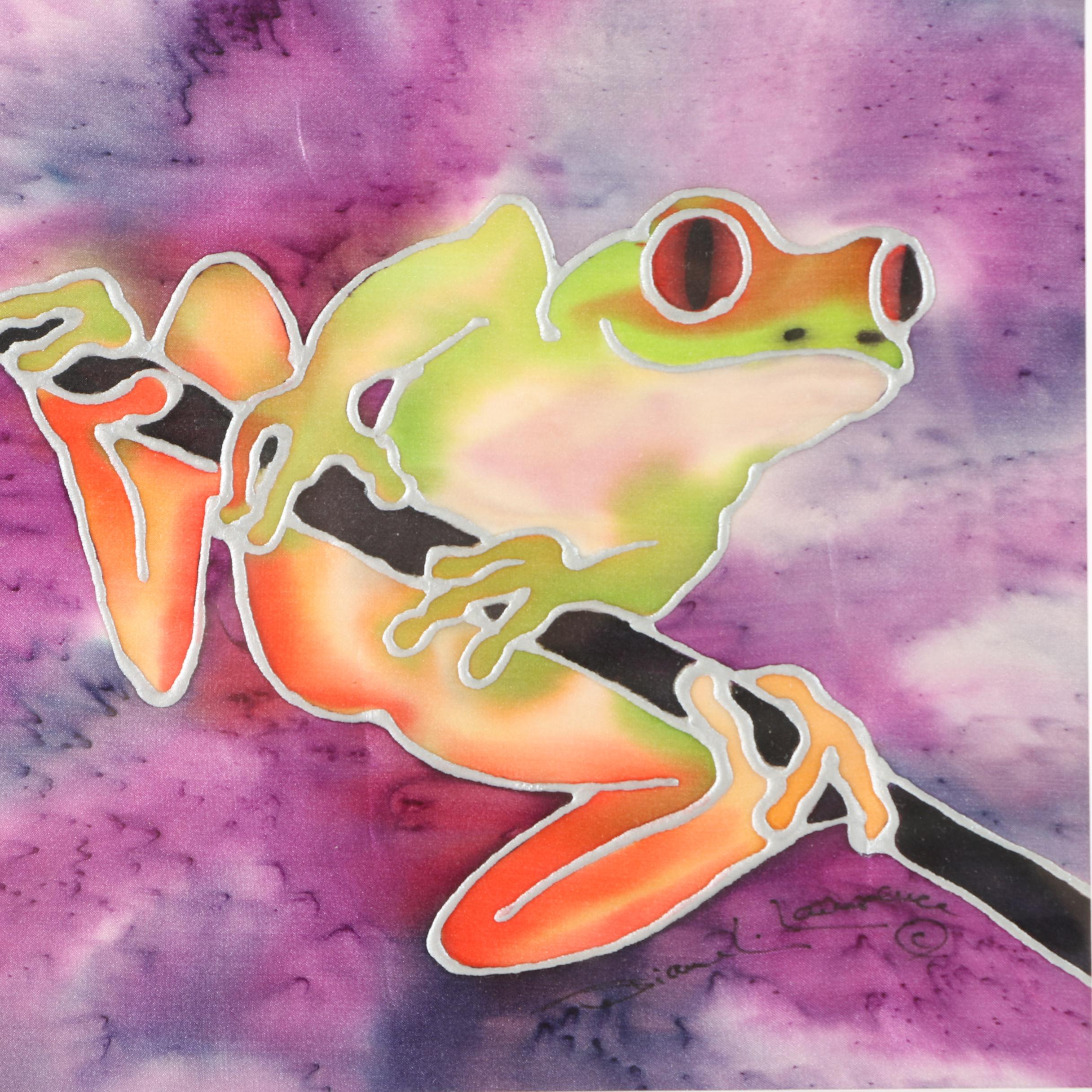 Diane L. Lawrence Signed Watercolor and Acrylic Painting on Silk