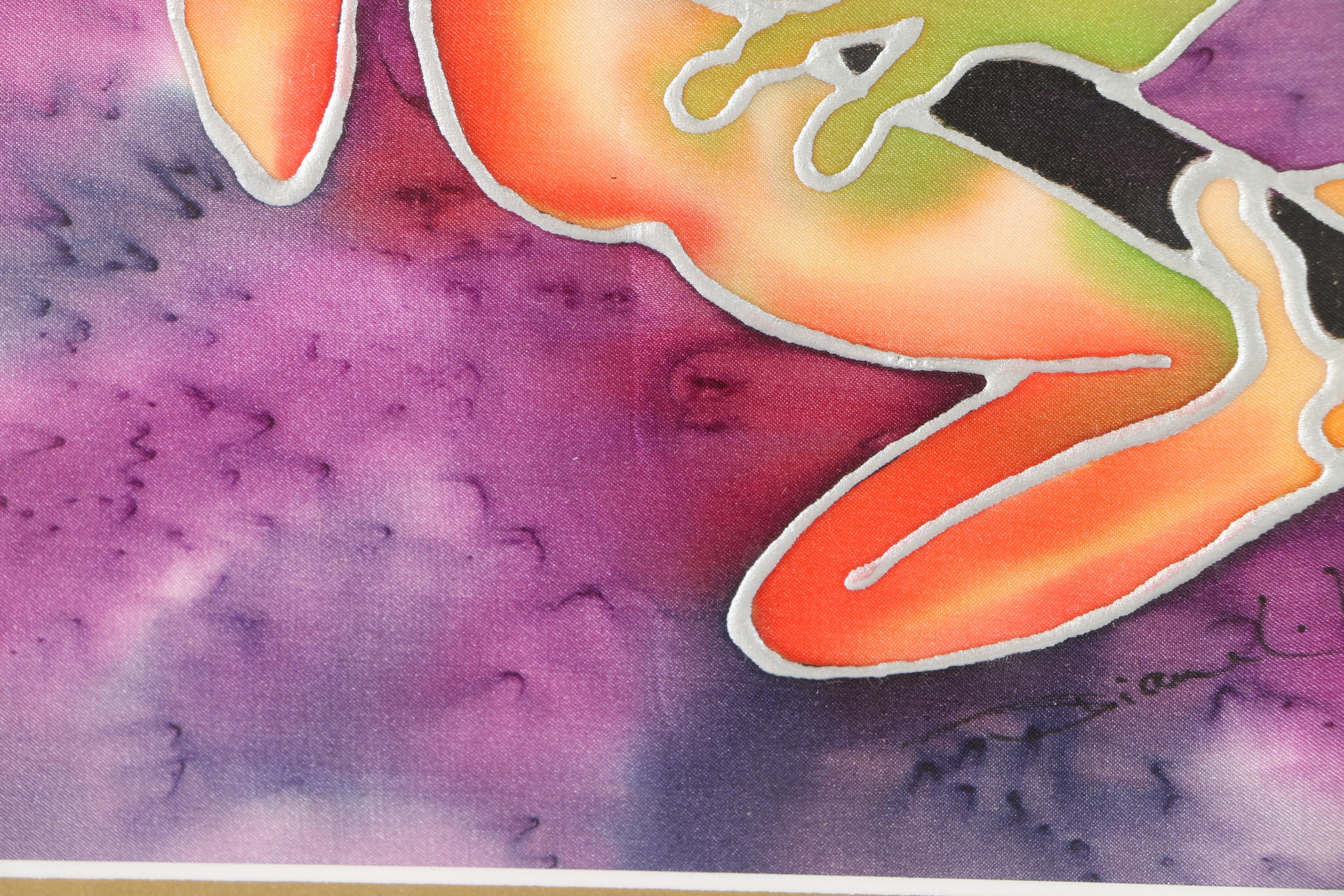 Diane L. Lawrence Signed Watercolor and Acrylic Painting on Silk