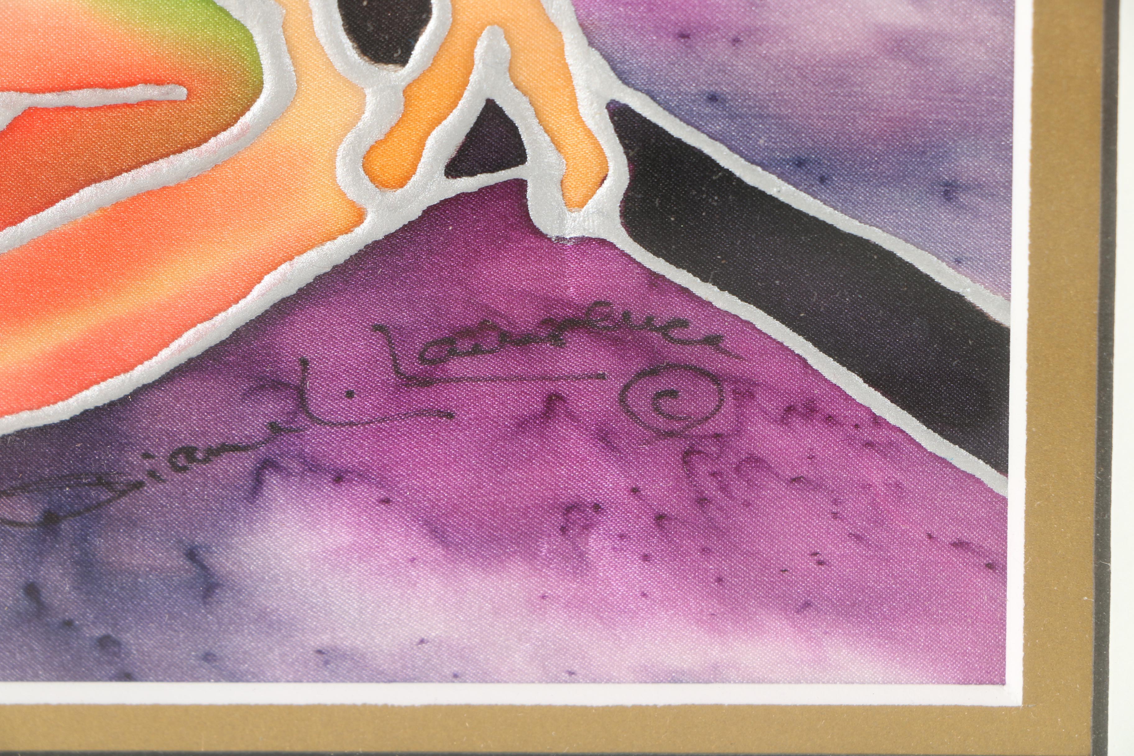 Diane L. Lawrence Signed Watercolor and Acrylic Painting on Silk