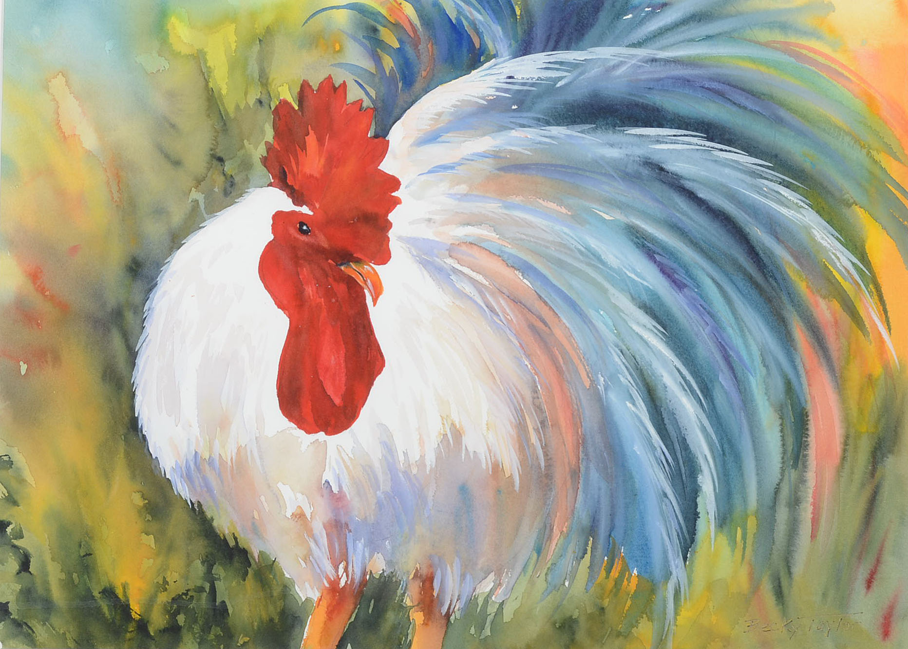 Becky Taylor Original Watercolor of Rooster