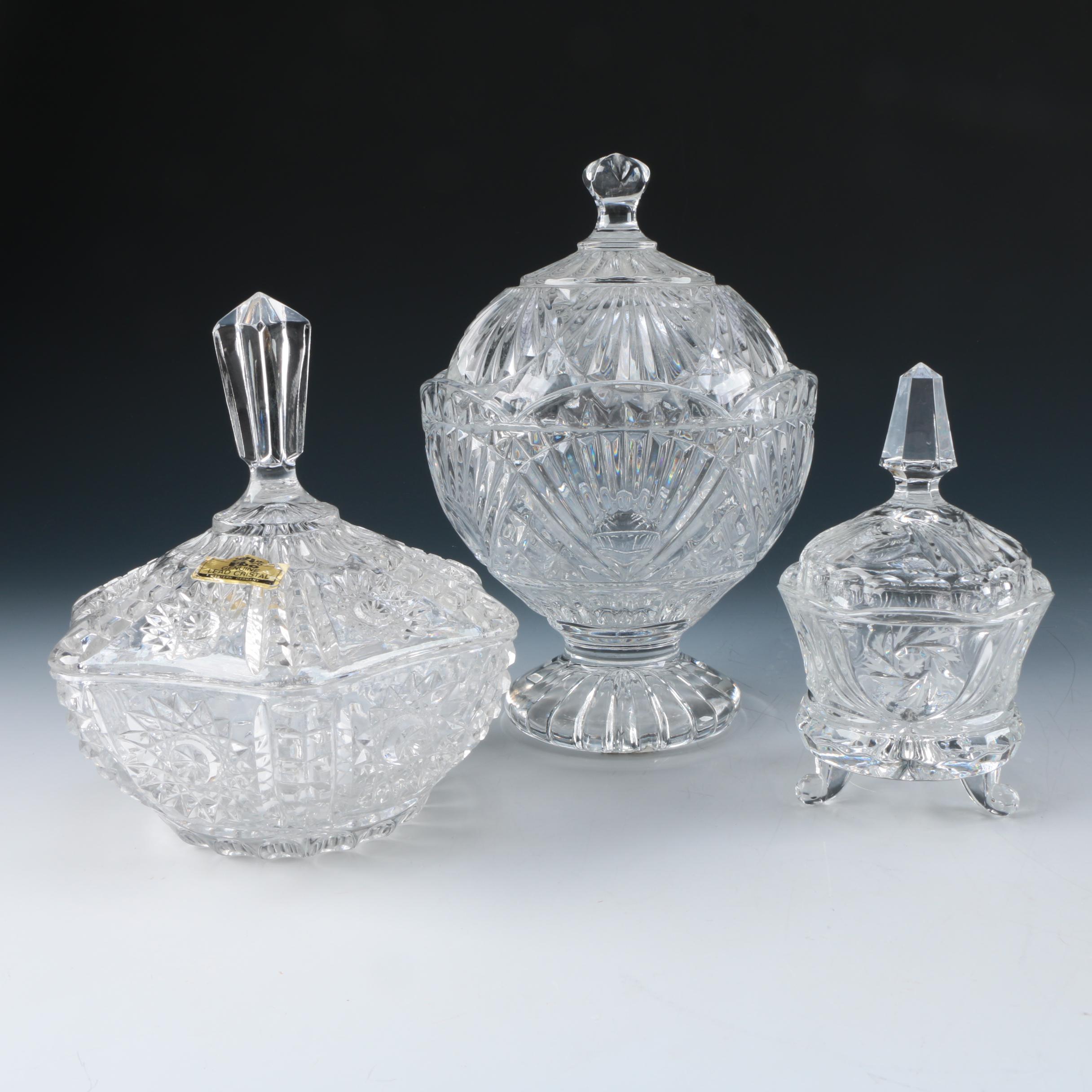 Selection of Cut Crystal Lidded Dishes